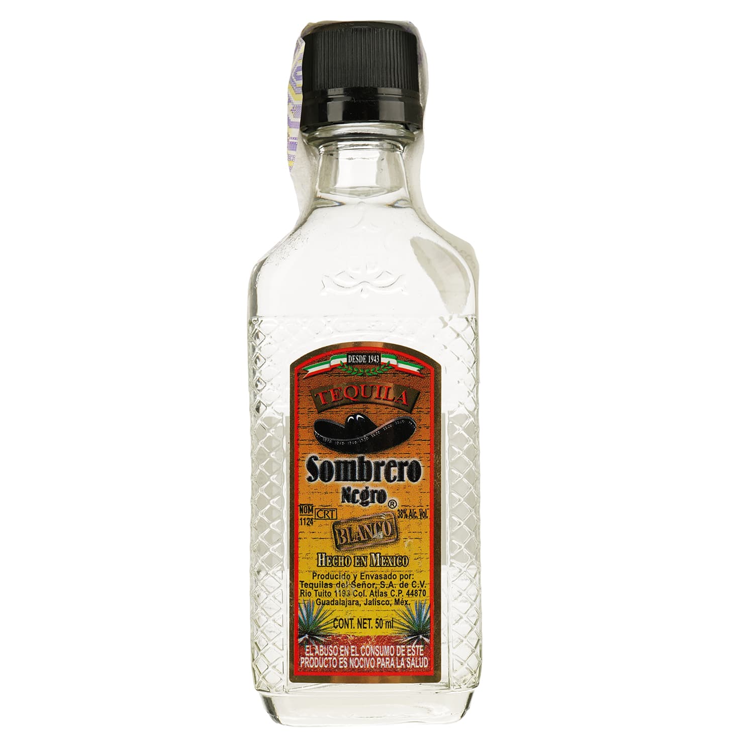 Текіла Sombrero Negro Silver 38% 0.05 л