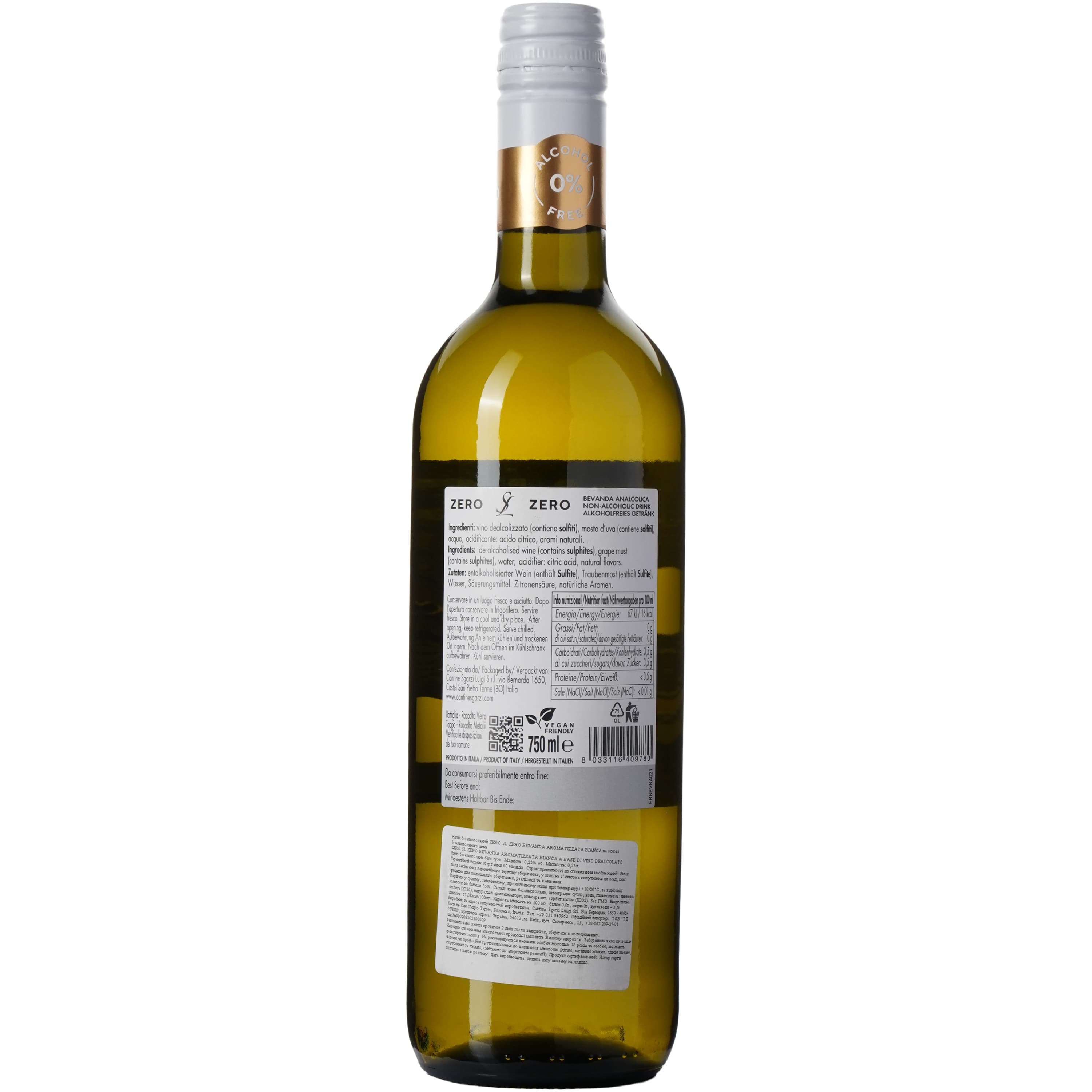 Вино Bianco Fermo Vegan-friendly White still безалкогольне біле сухе 0.75 л