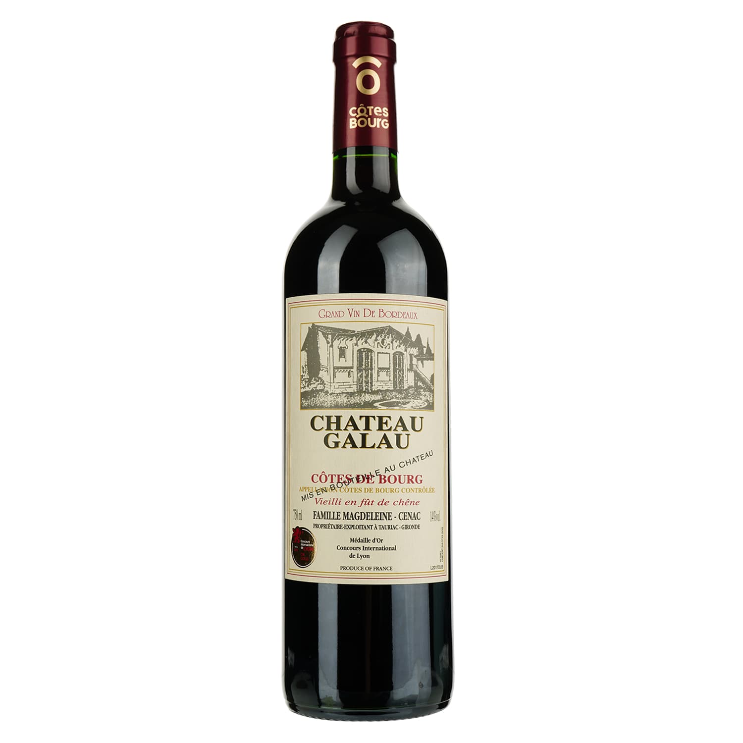 Вино Chateau Galau Cotes de Bourg, червоне, сухе, 13,5%, 0,75 л (7306)