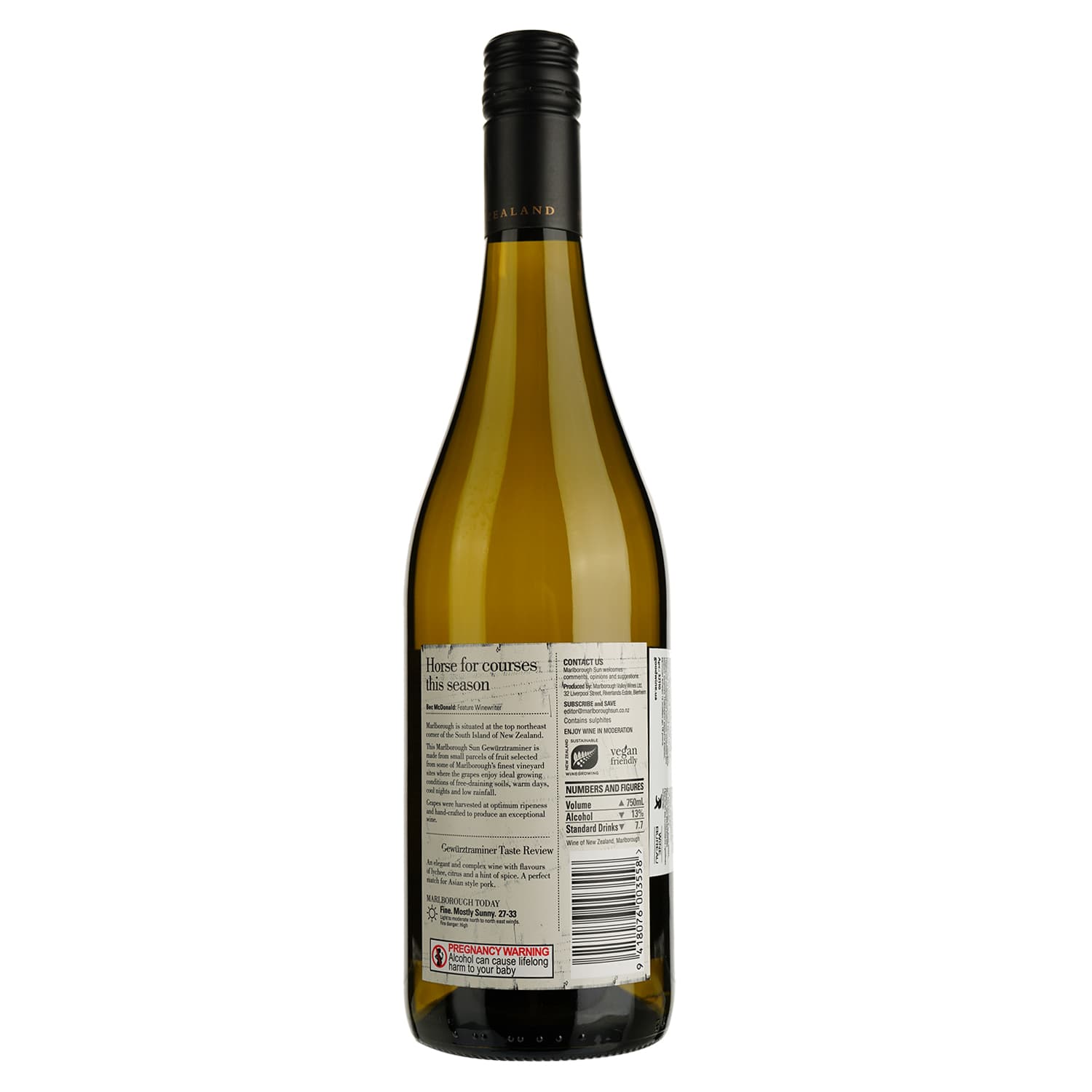 Вино Marlborough Sun Gewurztraminer, біле, сухе, 12,5%, 0,75 л (32110)