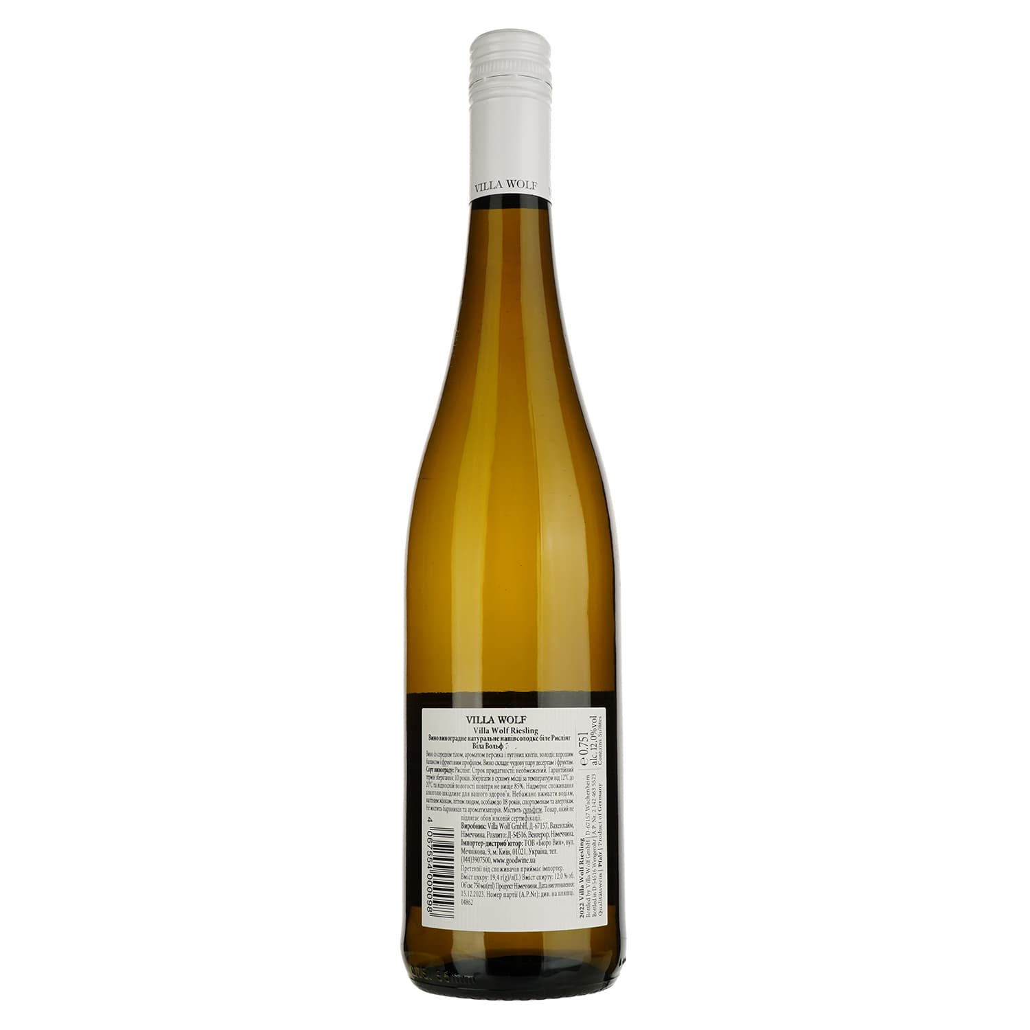 Вино Villa Wolf Riesling, біле, напівсолодке, 11%, 0,75 л (4862)