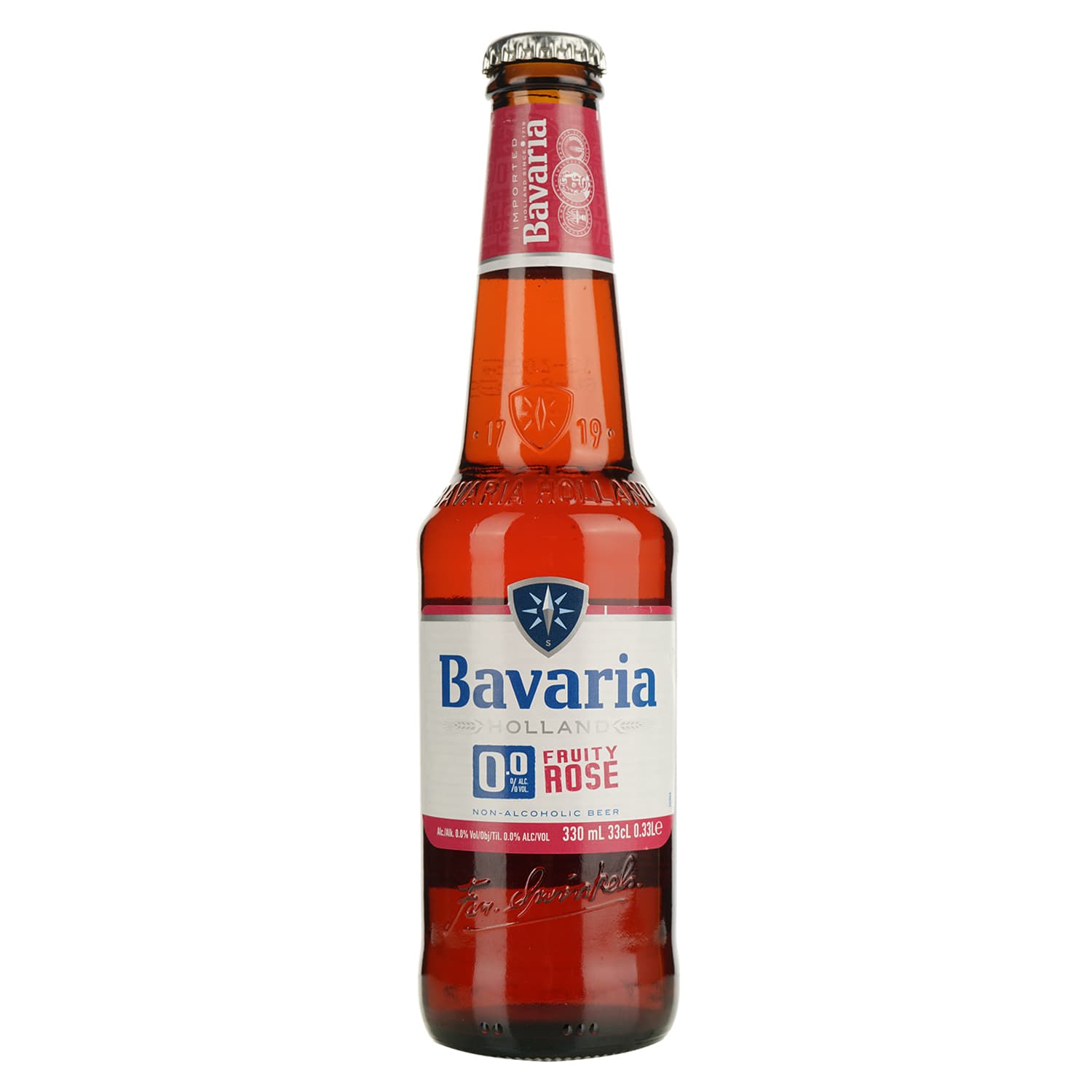 Пиво безалкогольне Bavaria Fruity Rose світле фільтроване 0% 0.33 л