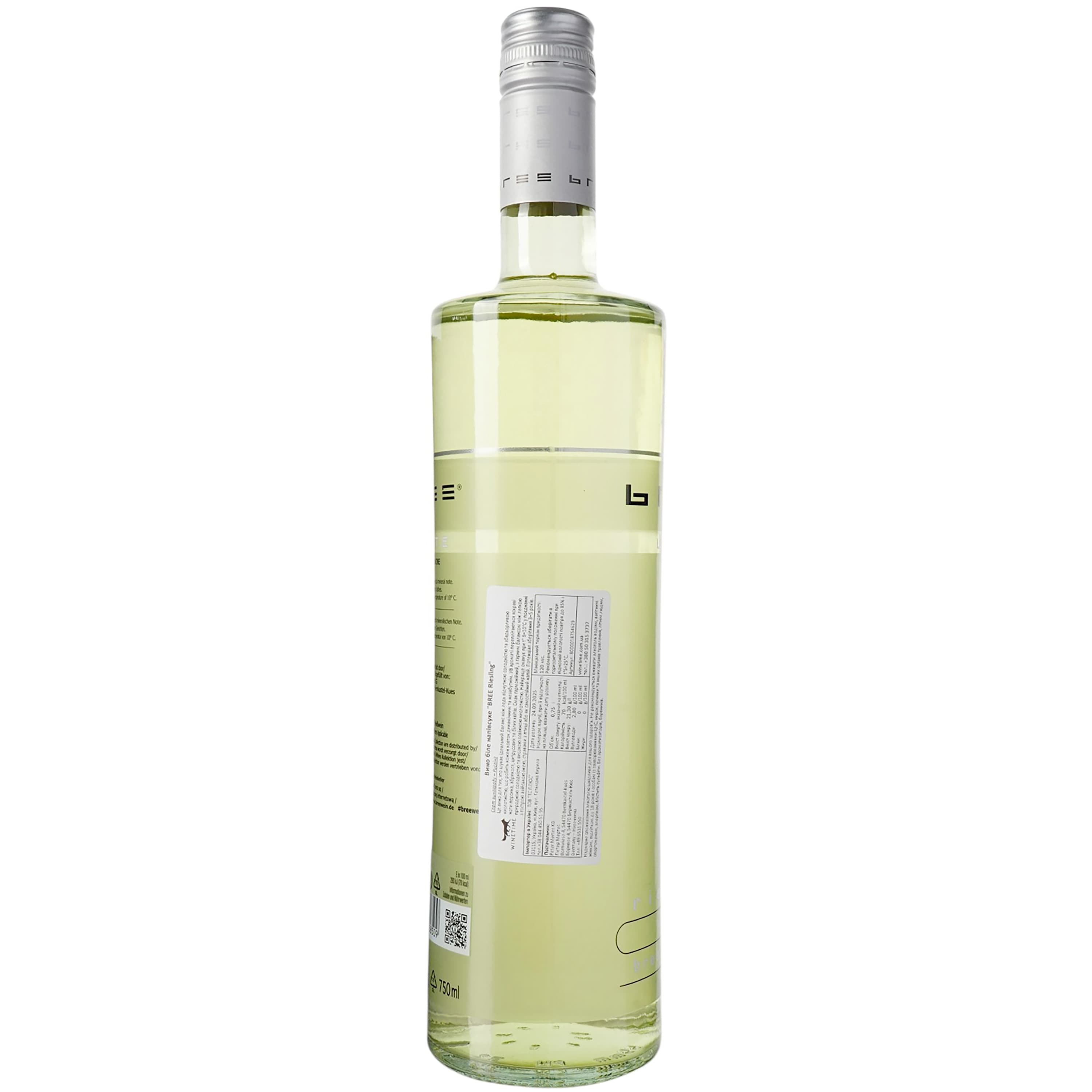 Вино Bree Riesling напівсолодке біле 10.5% 0.75 л