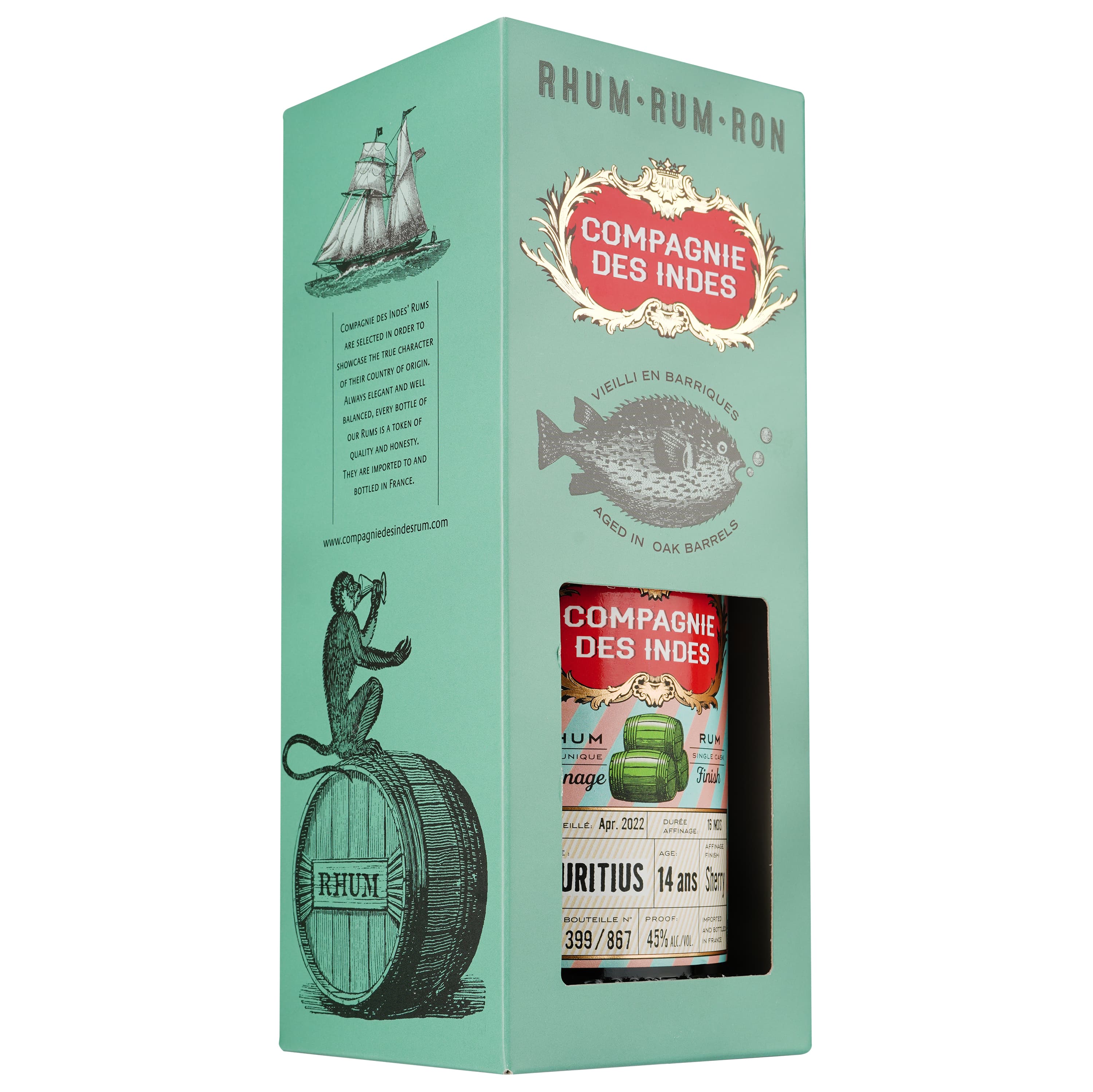 Ром Compagnie des Indes Single Cask Mauritius Sherry, 45%, 0,7 л, у подарунковій упаковці