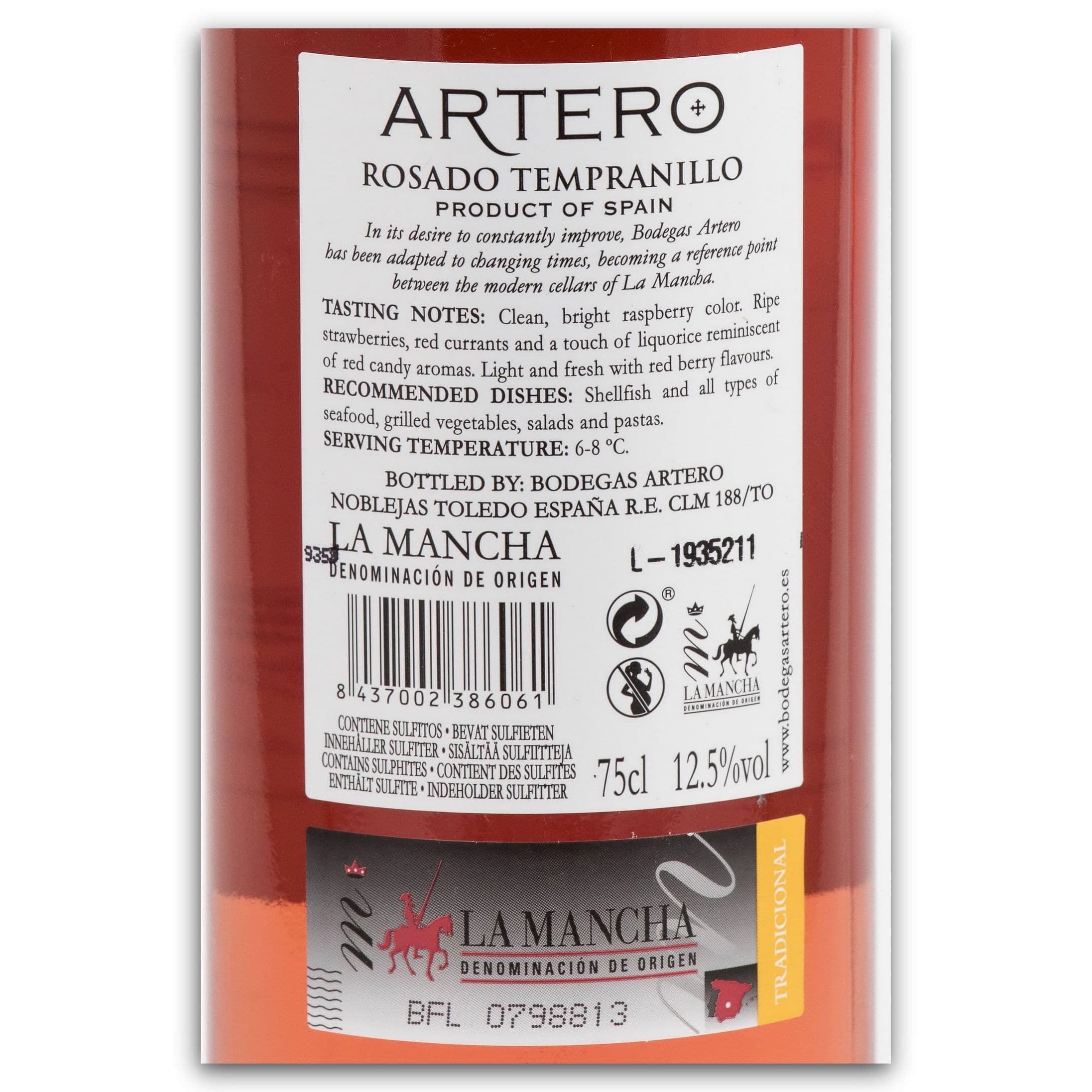 Вино Artero La Mancha Rosado Tempranillo D.O. рожеве сухе 0.75 л