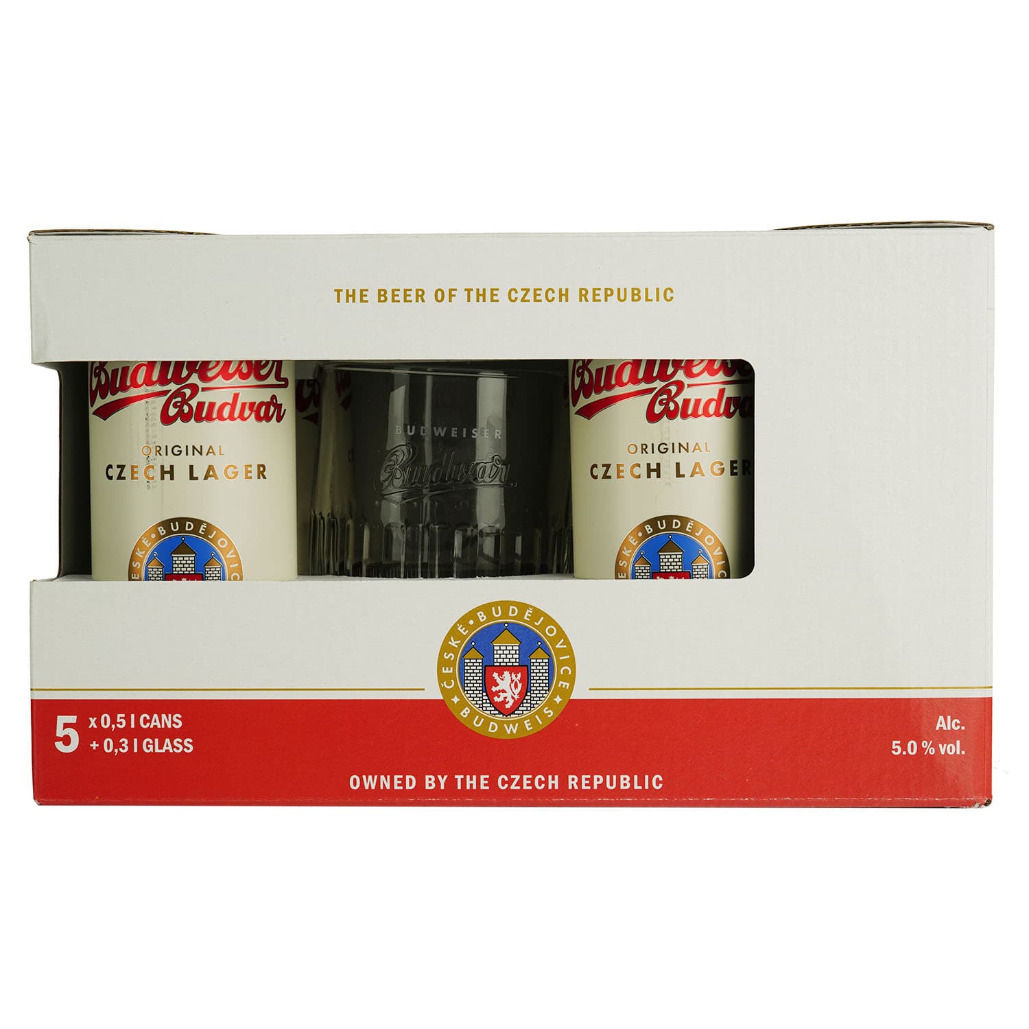 Набір: пиво Budweiser Budvar Original (5 шт. х 0.5 л = 2.5 л) + кухоль 0.3 л