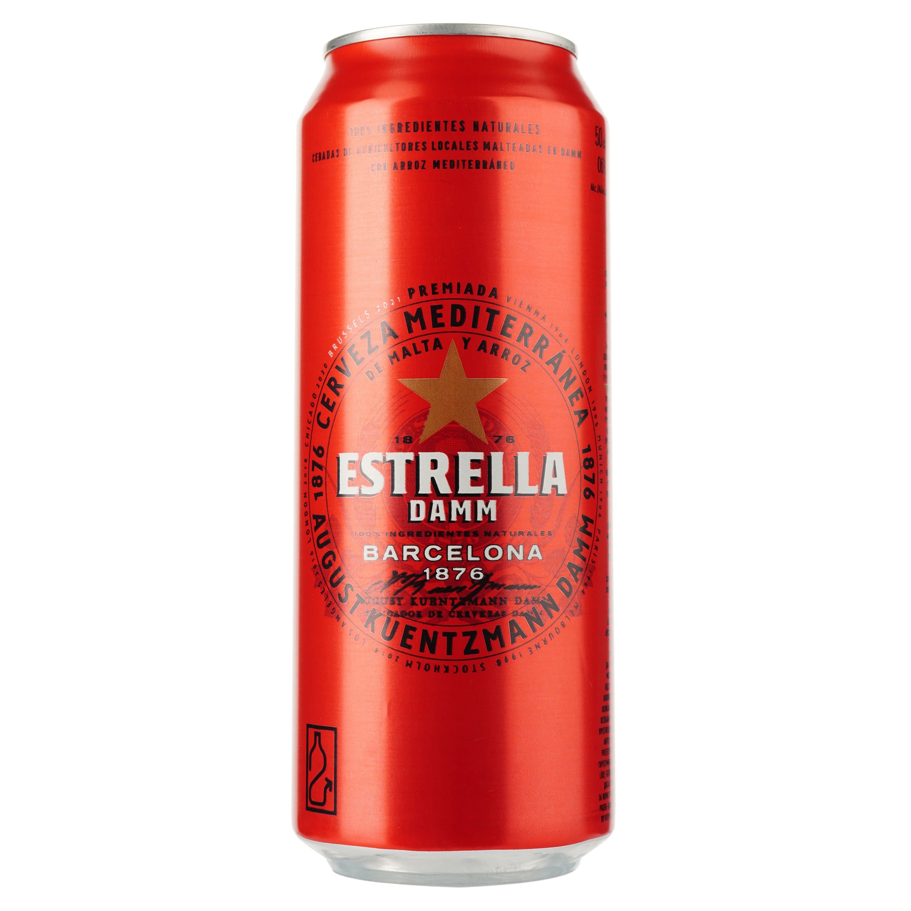 Упаковка пива Estrella Damm Barcelona світле 4.6% 12 л з/б (0.5 л х 24 шт.)