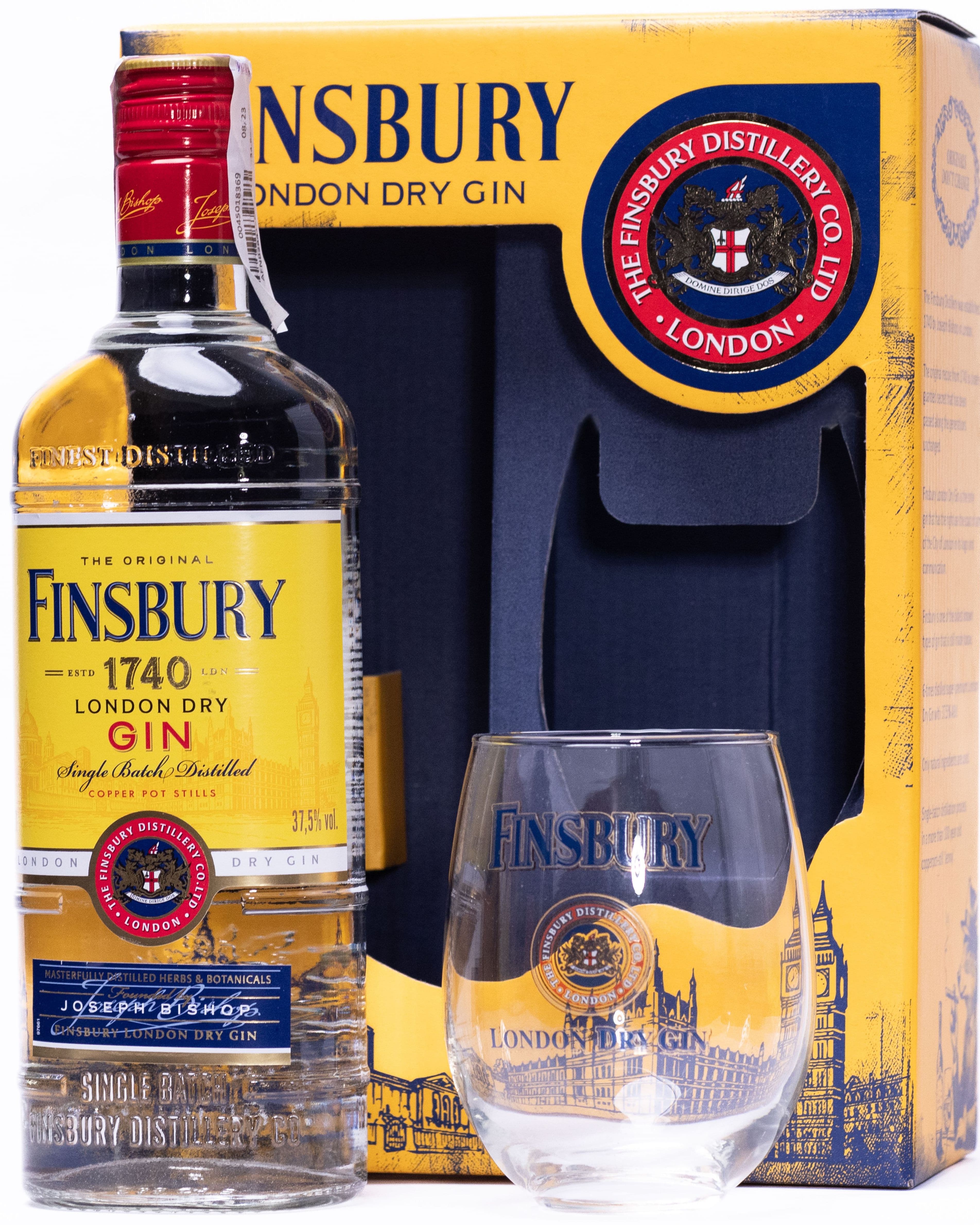 Набір джин Finsbury London Dry Gin 37.5% 0.7 л + склянка 465 мл