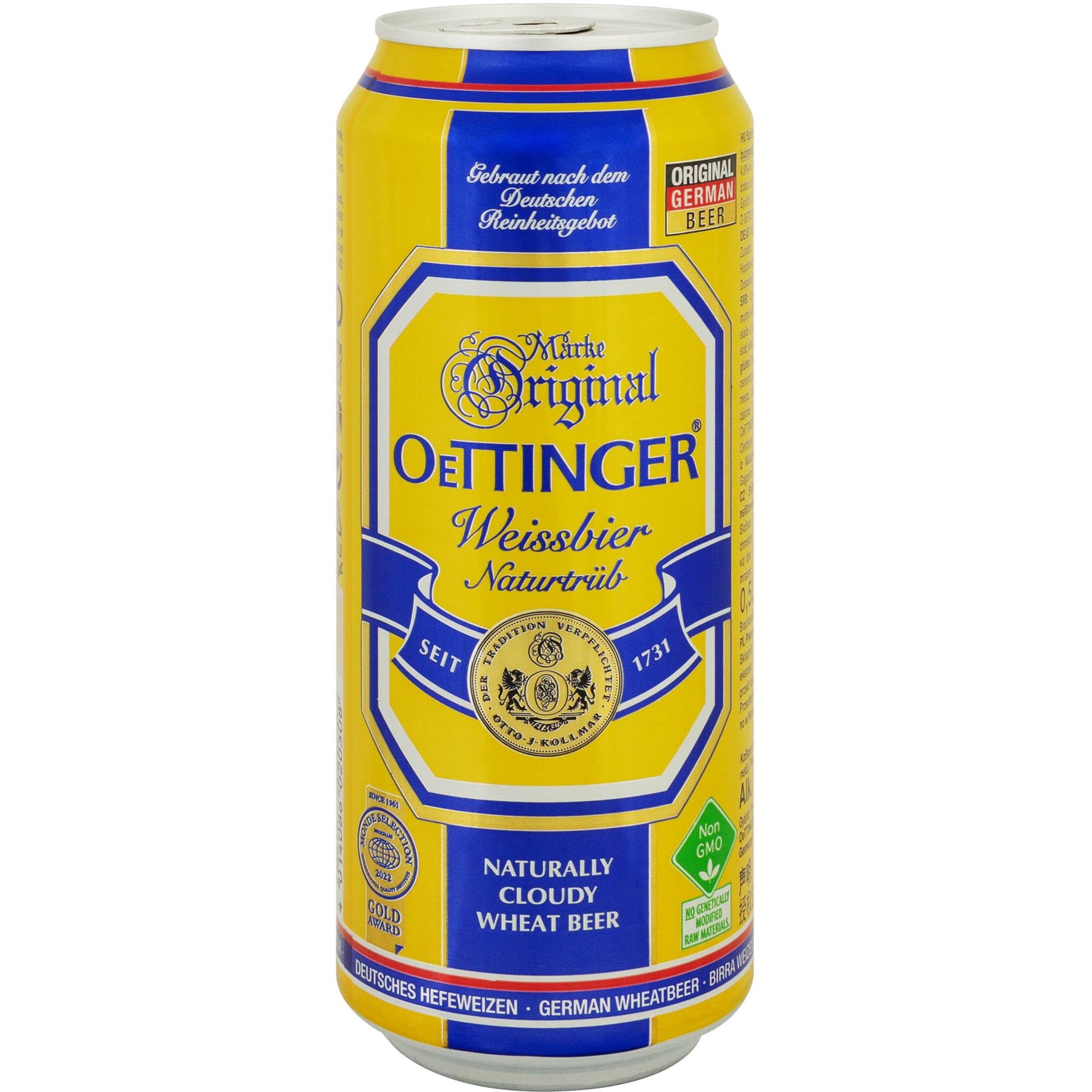 Пиво Oettinger Weissbier світле нефільтроване 4.9% 0.5 л з/б (910699)