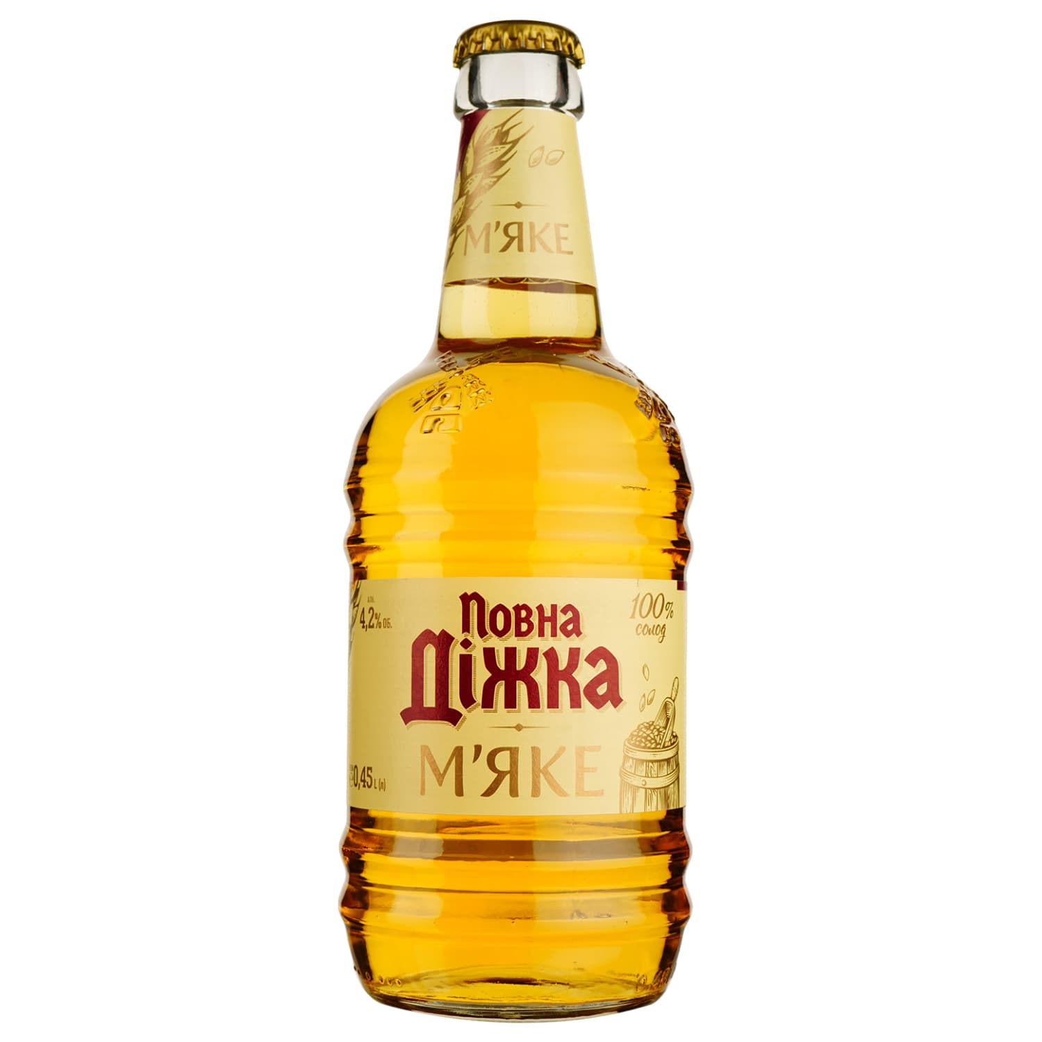 Пиво Повна Діжка М'яке світле 4,2% 0,45 л