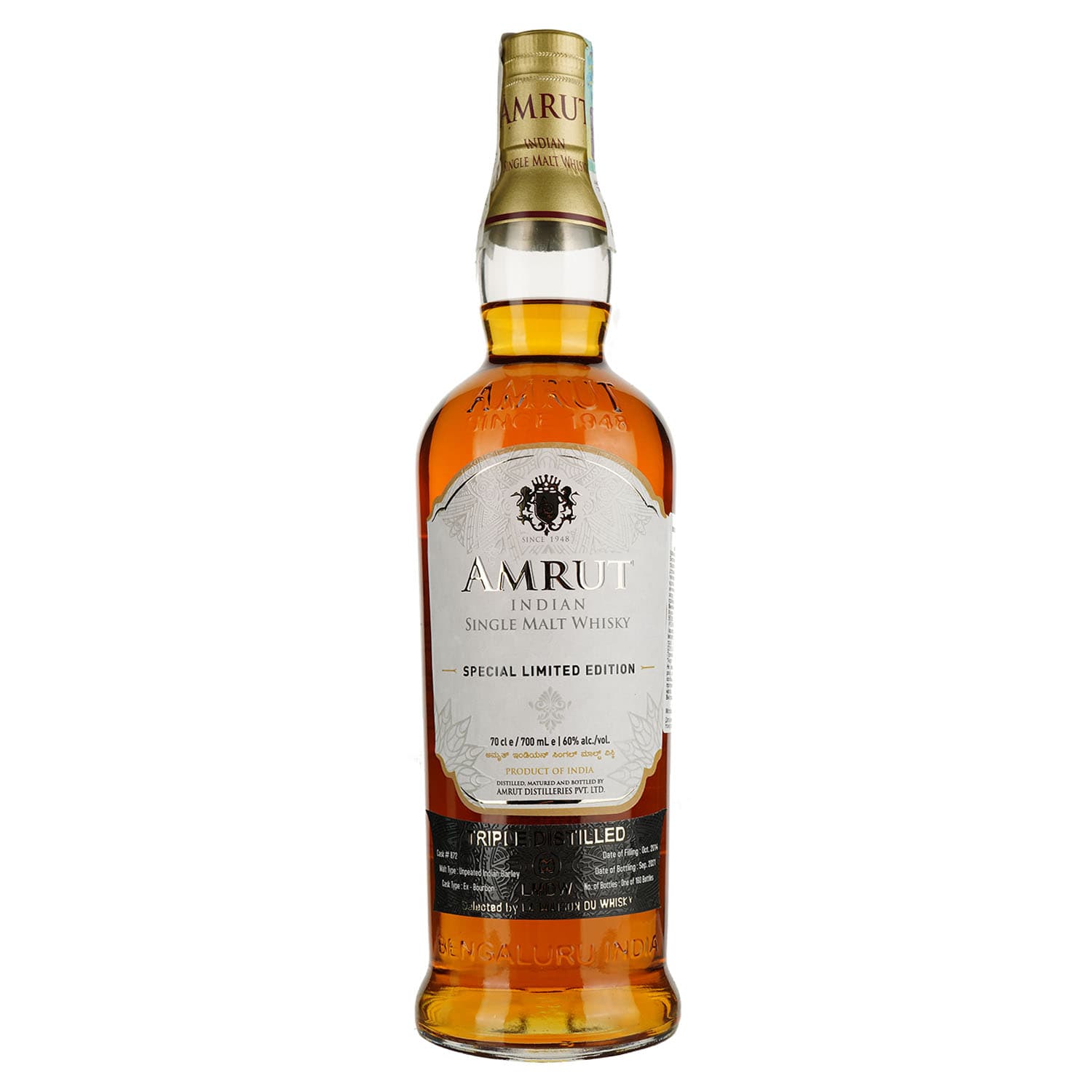 Віскі Amrut Ex Bourbon Triple Distilled 2014 60% 0.7 л в подарунковій упаковці