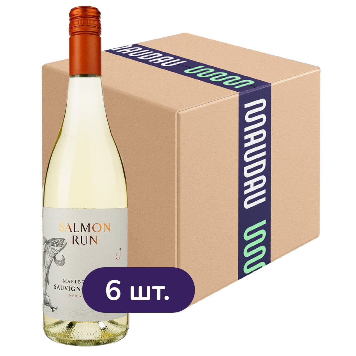 Упаковка вина Salmon Run Marlborough Sauvignon Blanc біле сухе 4.5 л (0.75 л х 6 шт.)