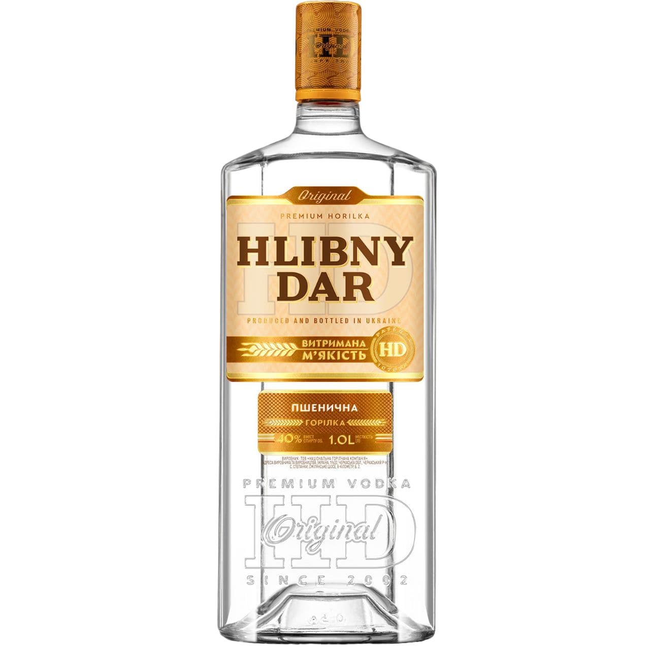 Горілка Хлібний дар Пшенична, 40%, 1 л