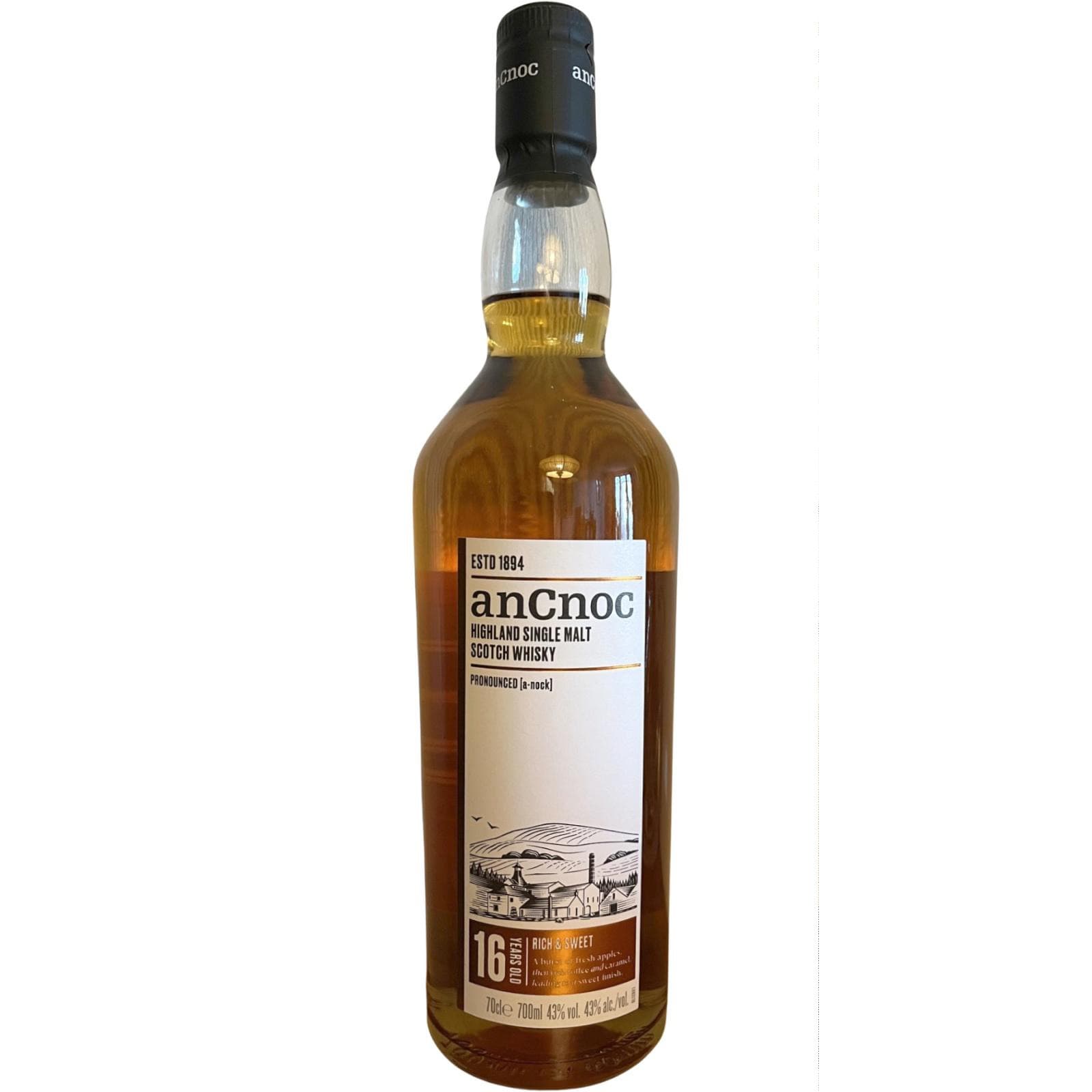 Віскі anCnoc Highland Single Malt 16 y.o. в подарунковій упаковці 43% 0.7 л