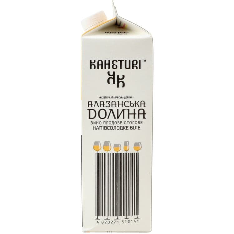 Вино столове Кахетури Алазанська Долина плодове напівсолодке біле 9-12% 1 л