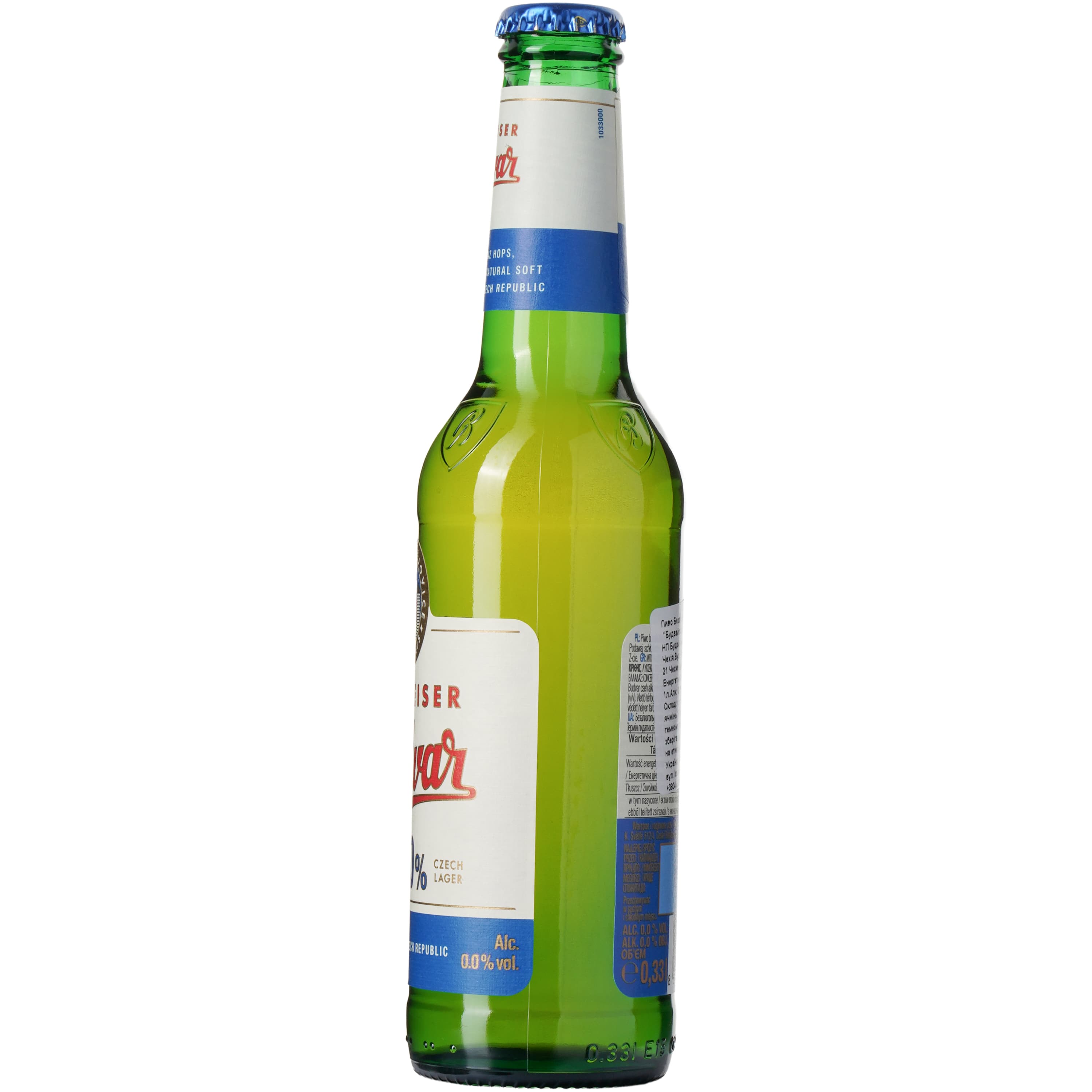 Пиво безалкогольне Budweiser Budvar світле, 0.5%, 0.33 л
