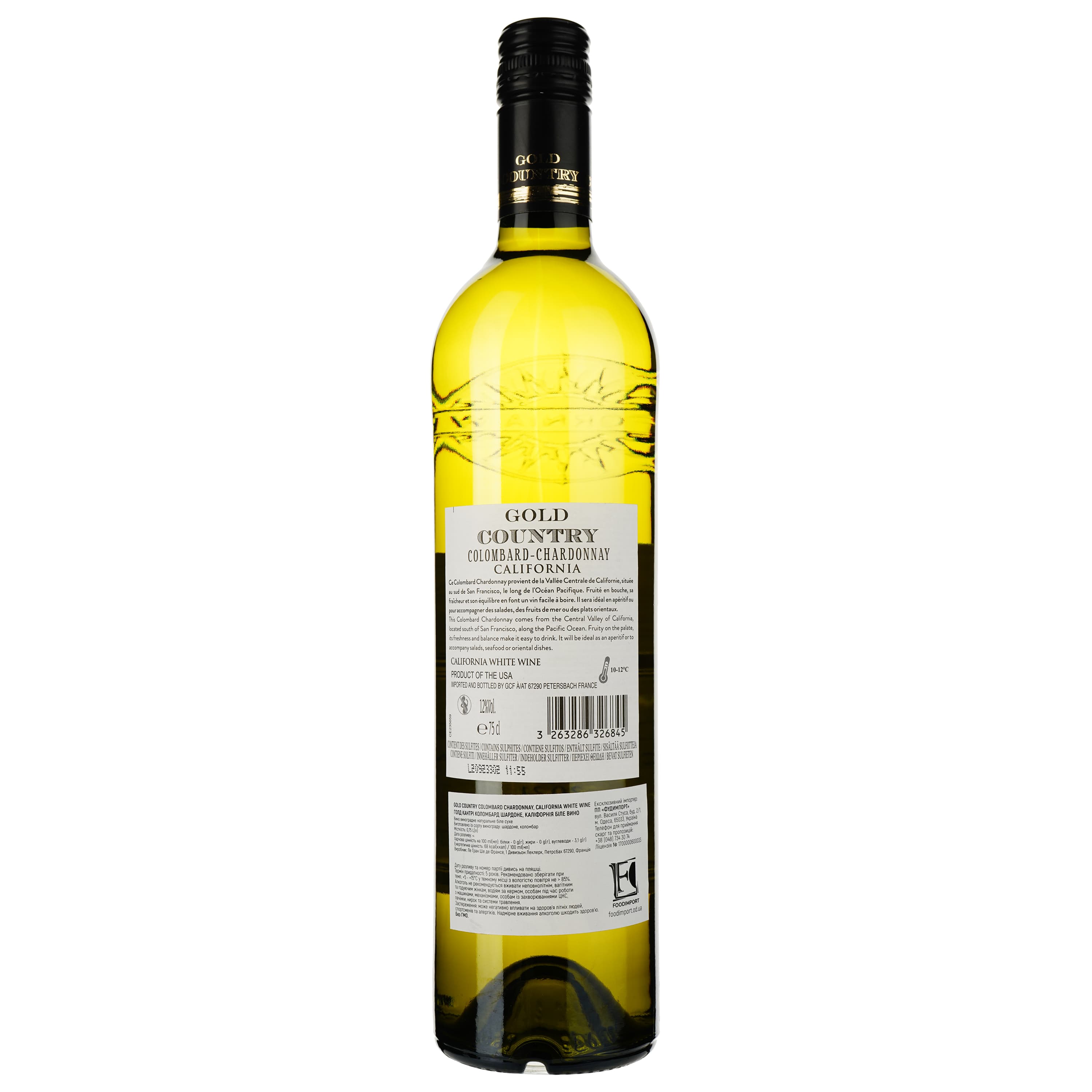Вино Gold Country Colombard Chardonnay, біле, сухе, 0.75 л