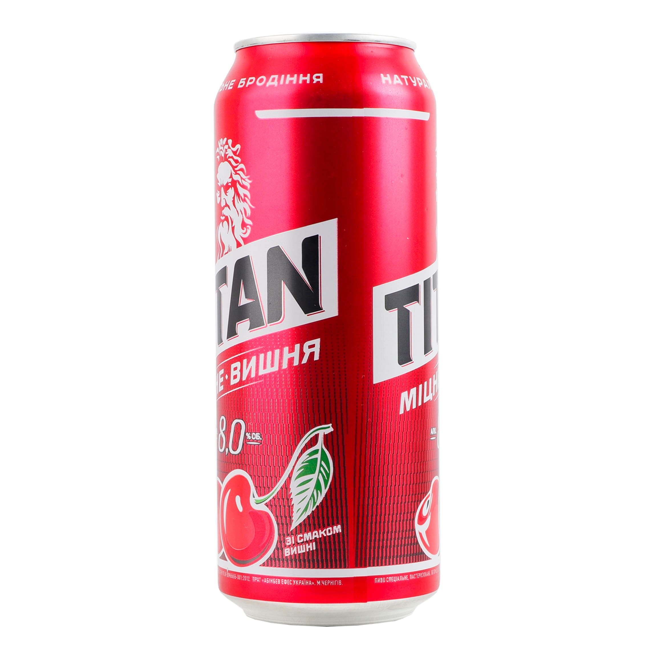 Пиво Чернігівське Titan міцне світле Вишня 8% 0.5 л з/б