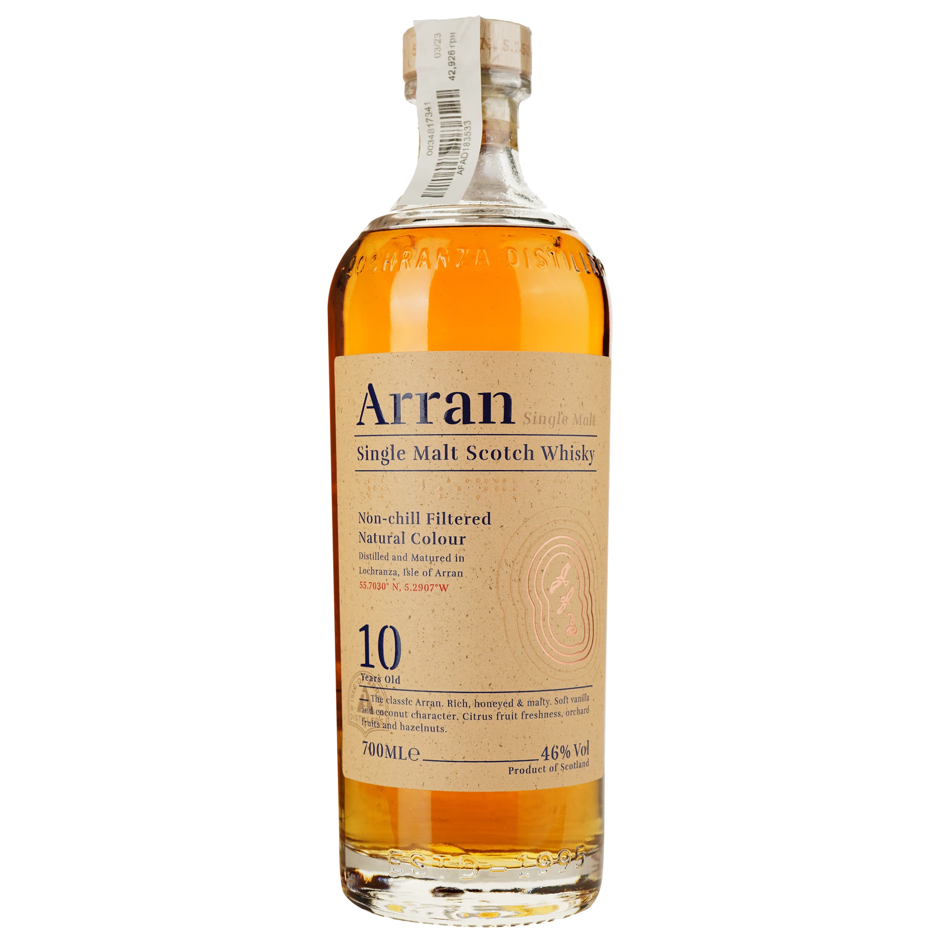 Віскі Arran 10yo Single Malt Scotch Whisky, у тубусі, 46%, 0,7 л (25013)