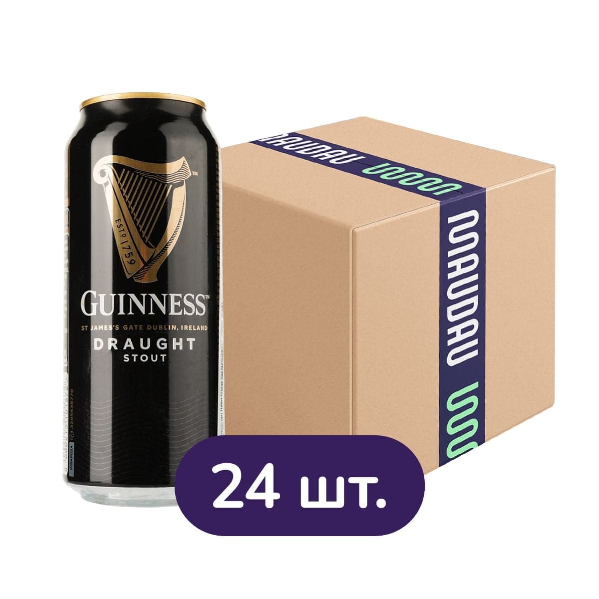 Упаковка пива Guinness Draught темного 4.2% 10.56 л з/б (0.44 л х 24 шт.)