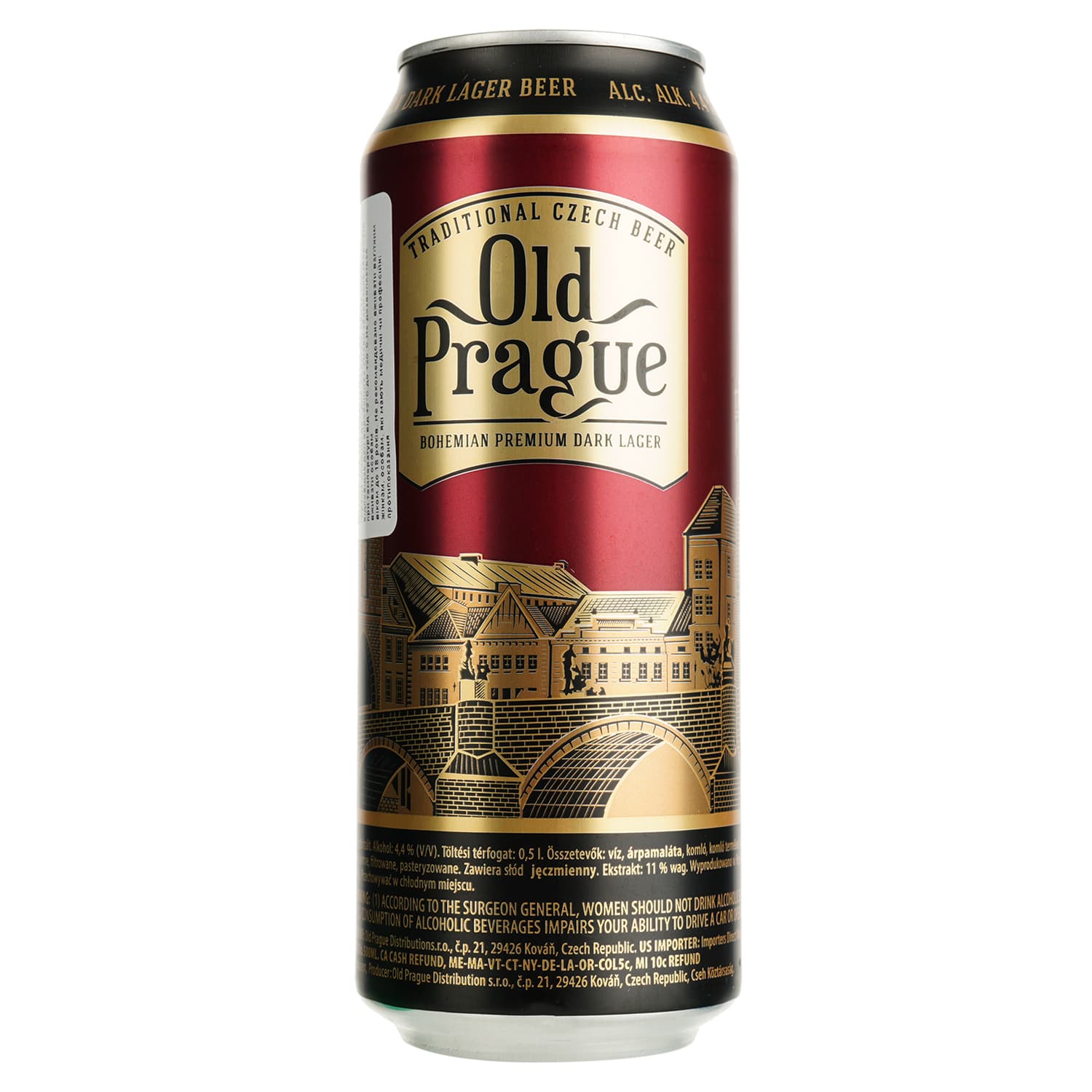 Пиво Old Prague Bohemian Dark Lager, темне, фільтроване, 4,4%, з/б, 0,5 л