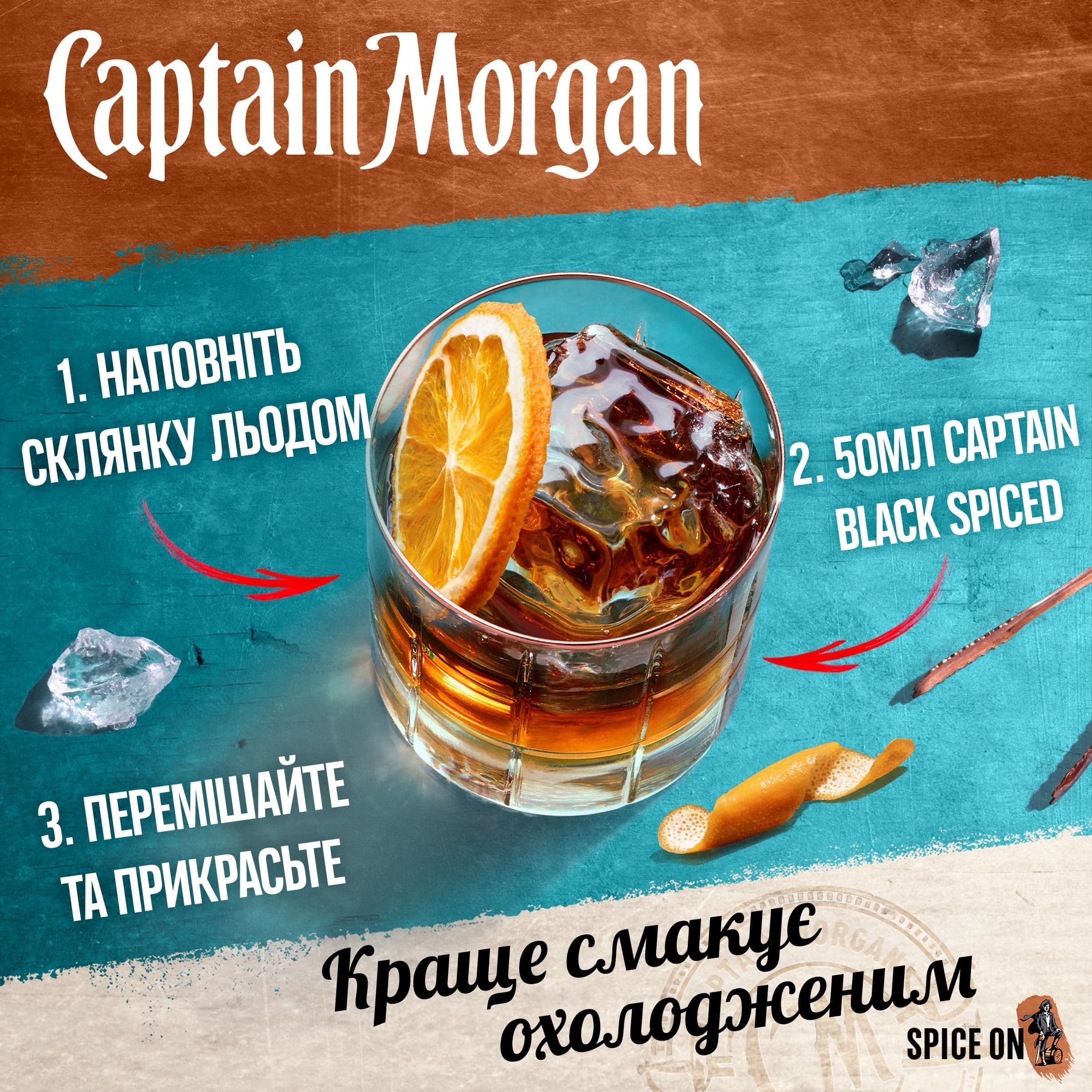Алкогольний напій Captain Morgan Black Spiced 40% 1 л
