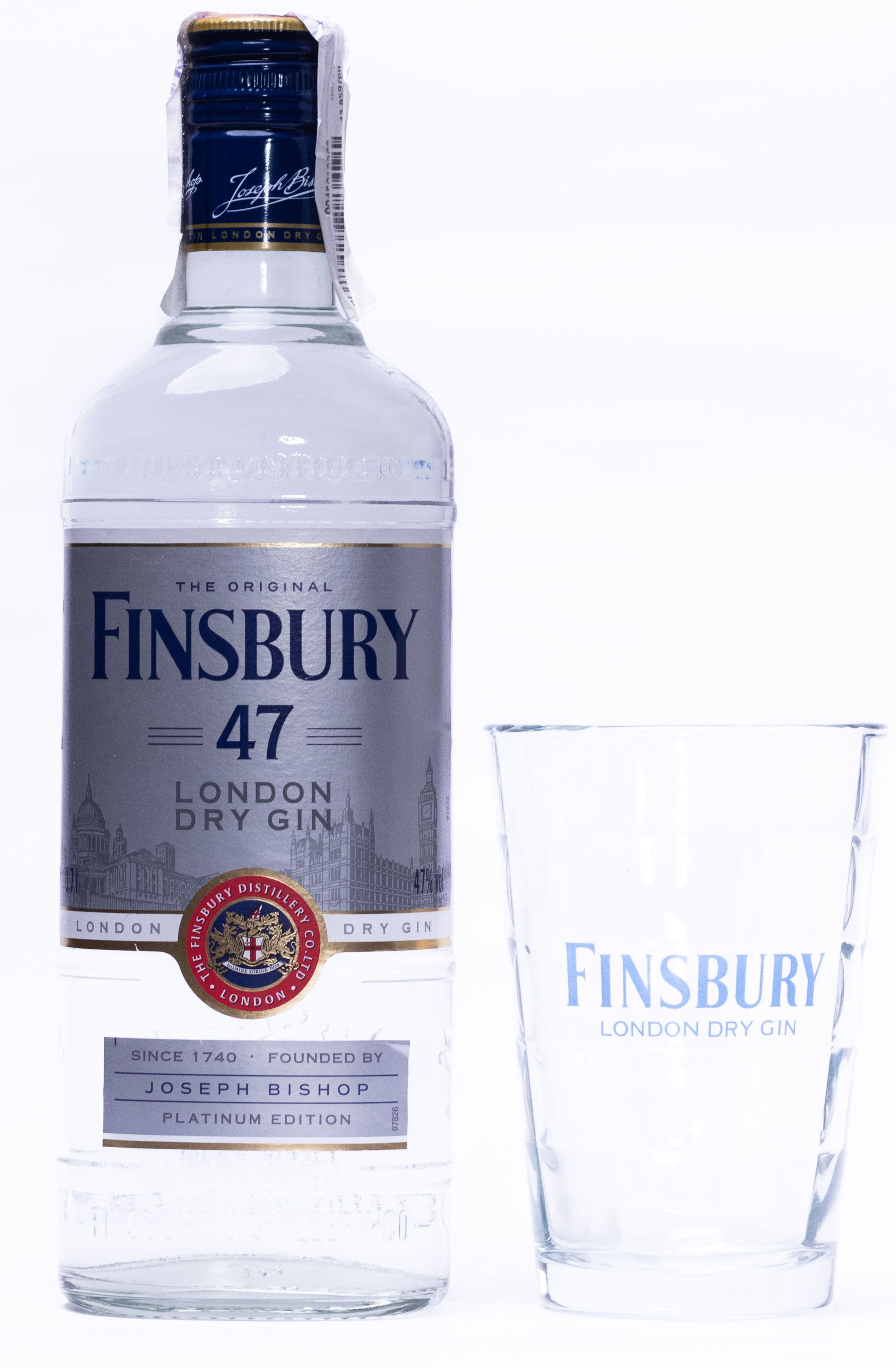 Набір джин Finsbury Platinum 47% 0.7 л + склянка 380 мл