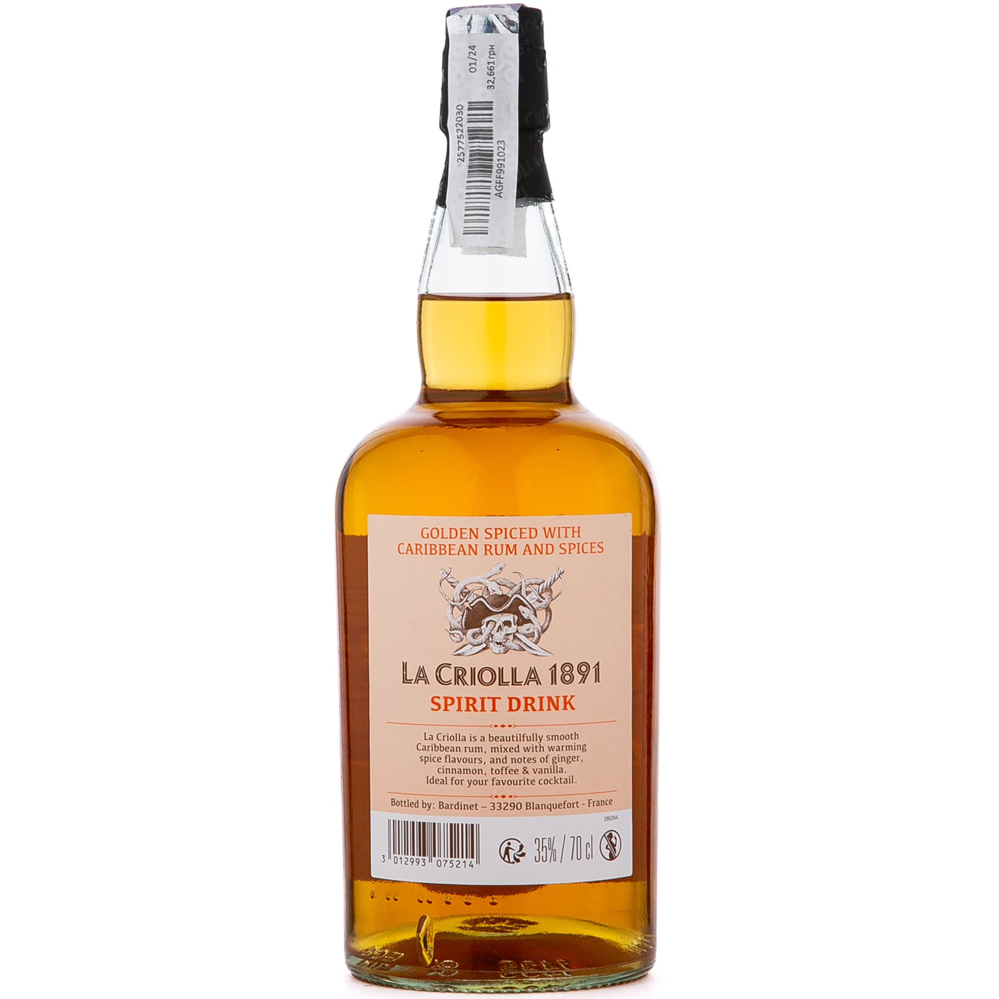 Напій алкогольний на основі рому Bardinet La Criolla 1891 Golden Spiced 35% 0.7 л
