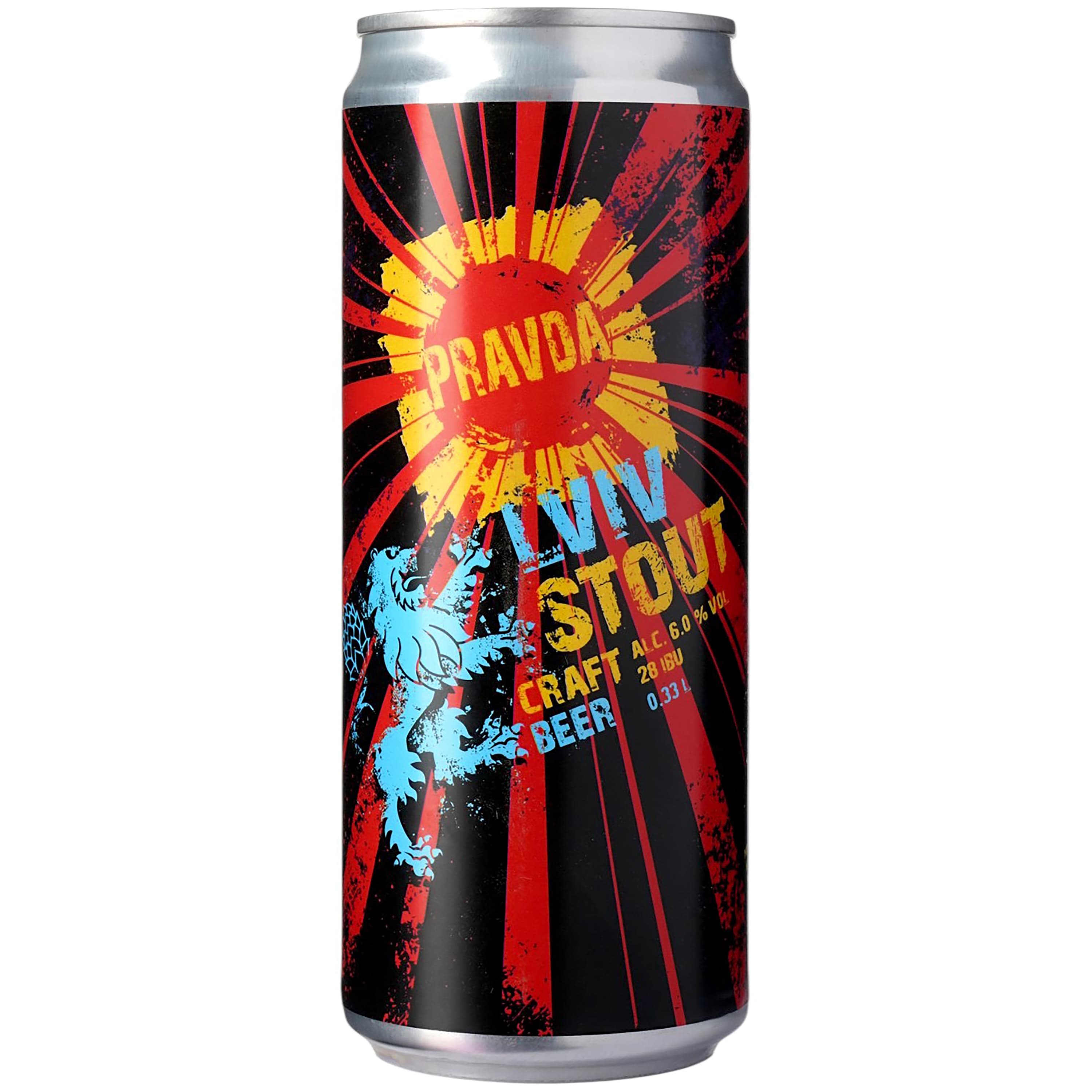 Пиво Правда Lviv Stout, темне, нефільтроване, 6%, з/б, 0,33 л (912530)