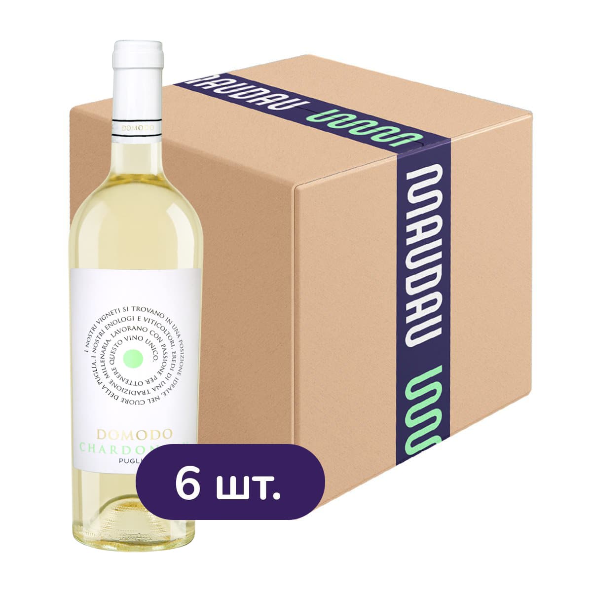 Упаковка вина Domodo Chardonnay Puglia IGP Puglia біле сухе 4.5 л (0.75 л х 6 шт.)