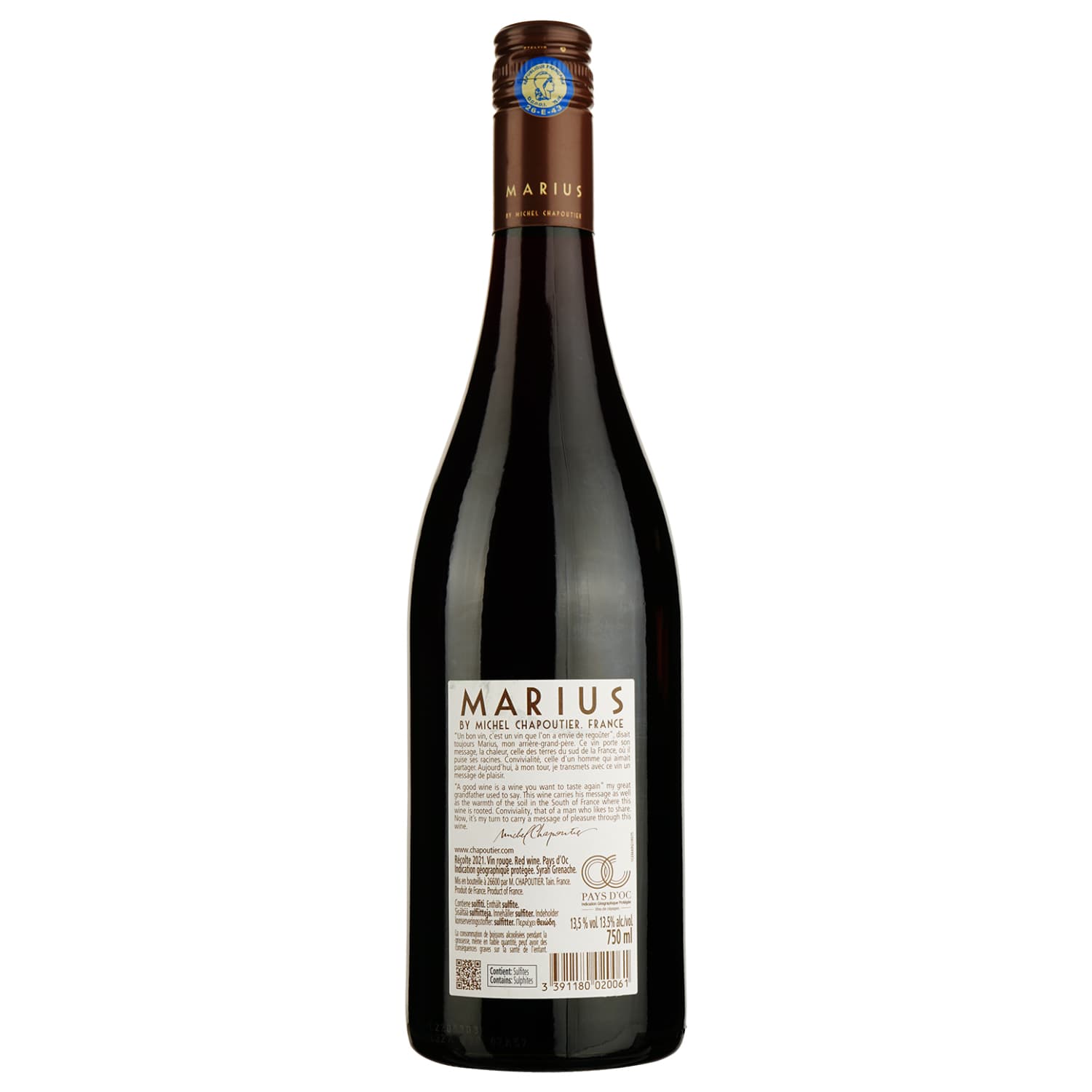 Вино M. Chapoutier Marius Grenache-Syrah Pays IGP, червоне, сухе, 13,5%, 0,75 л (679781)