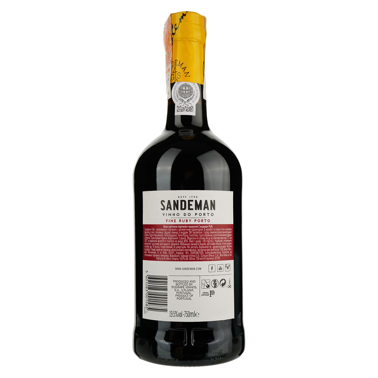 Вино Sandeman Porto Ruby Sogrape Vinhos, червоне, солодке, 20%, 0,75 л (8000005982323)