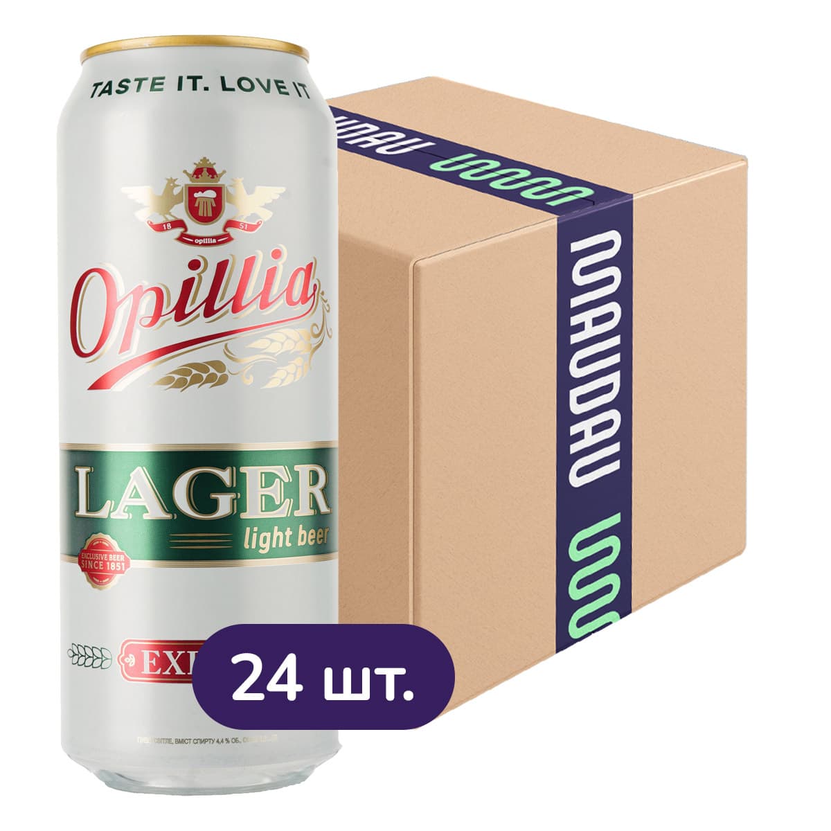 Упаковка пива Опілля Lager Export світле 4.4% 12 л (0.5 л х 24 шт.) з/б