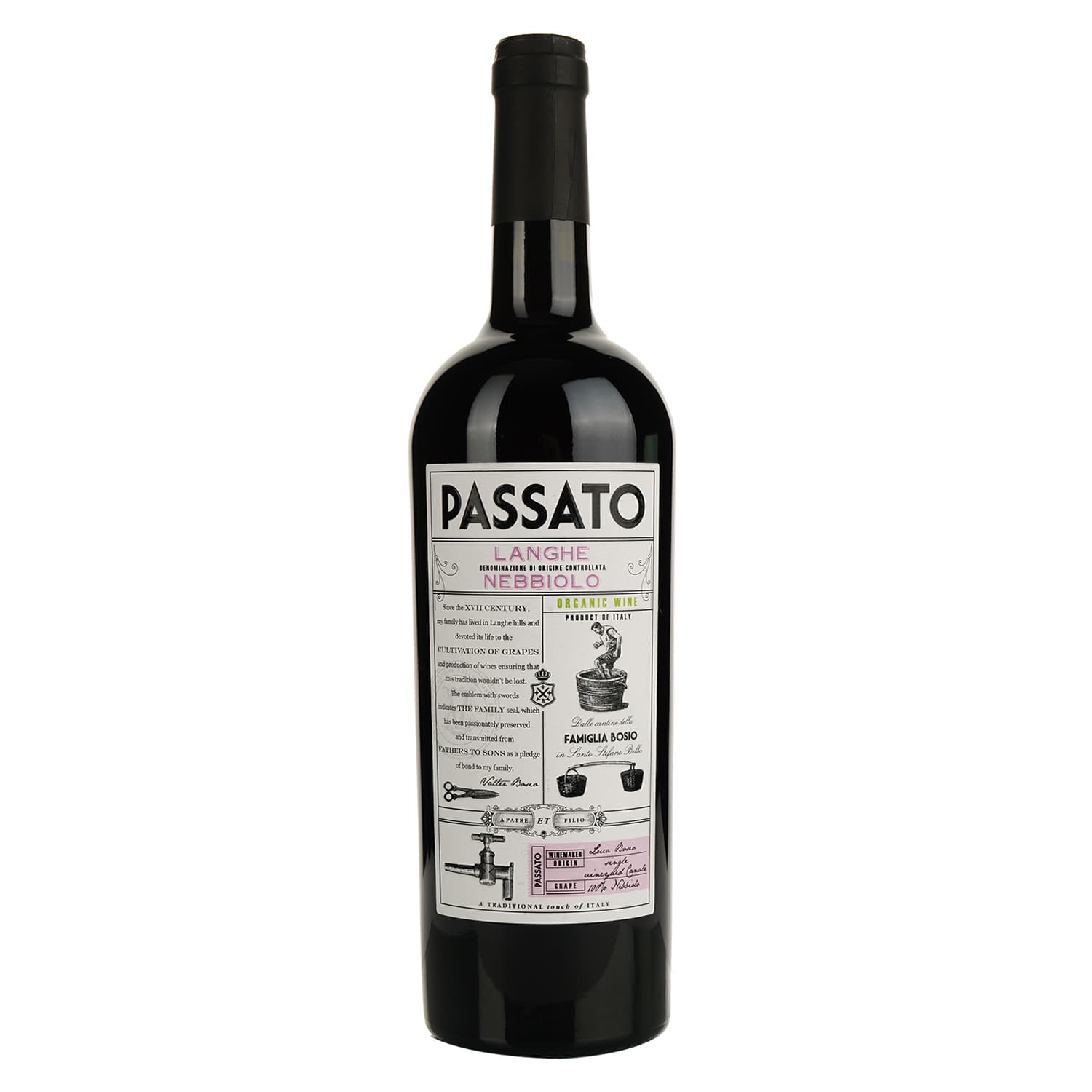 Вино Luca Bosio Passato Langhe Nebbiolo Organic 14.5% червоне сухе 0.75 л
