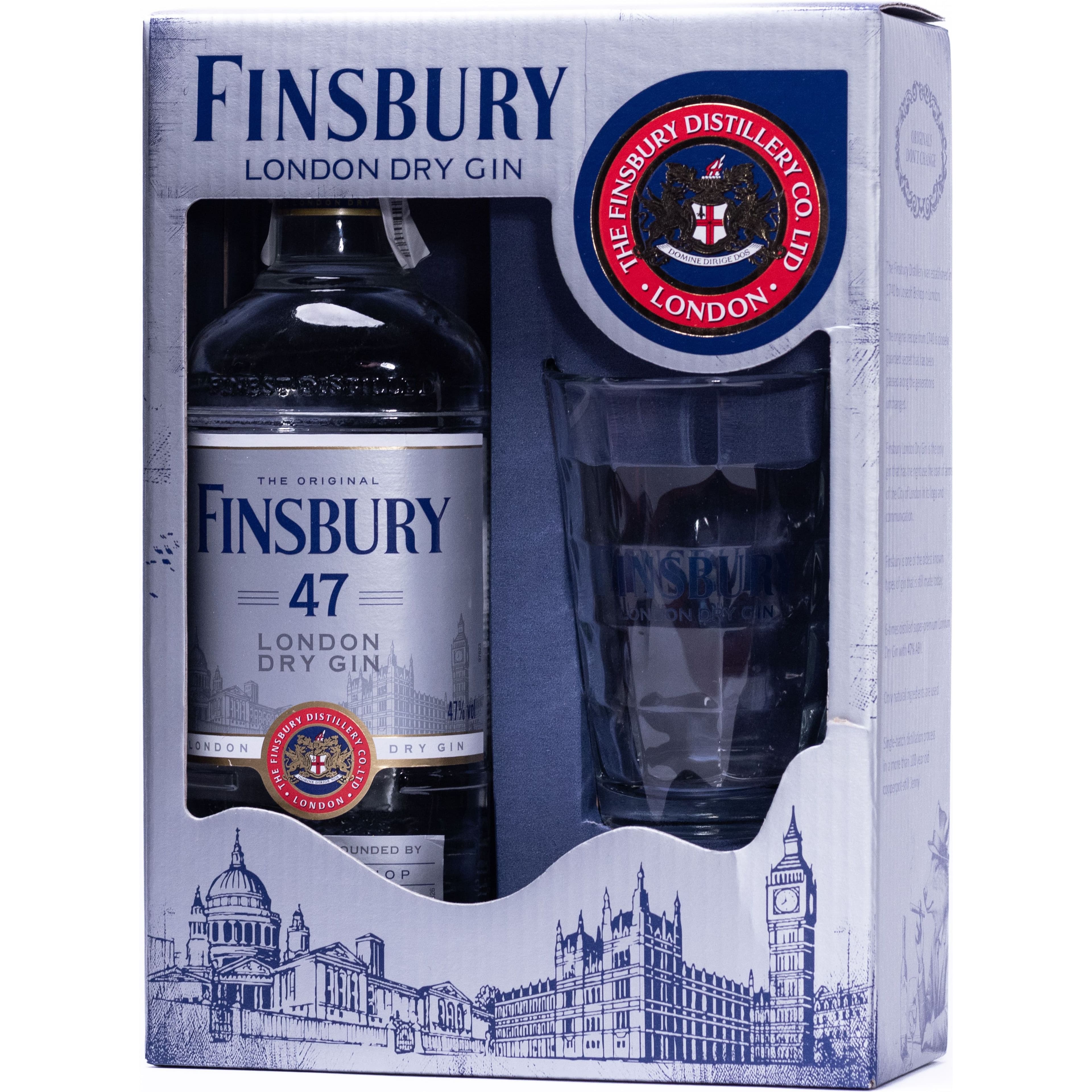 Набір джин Finsbury Platinum 47% 0.7 л + склянка 380 мл