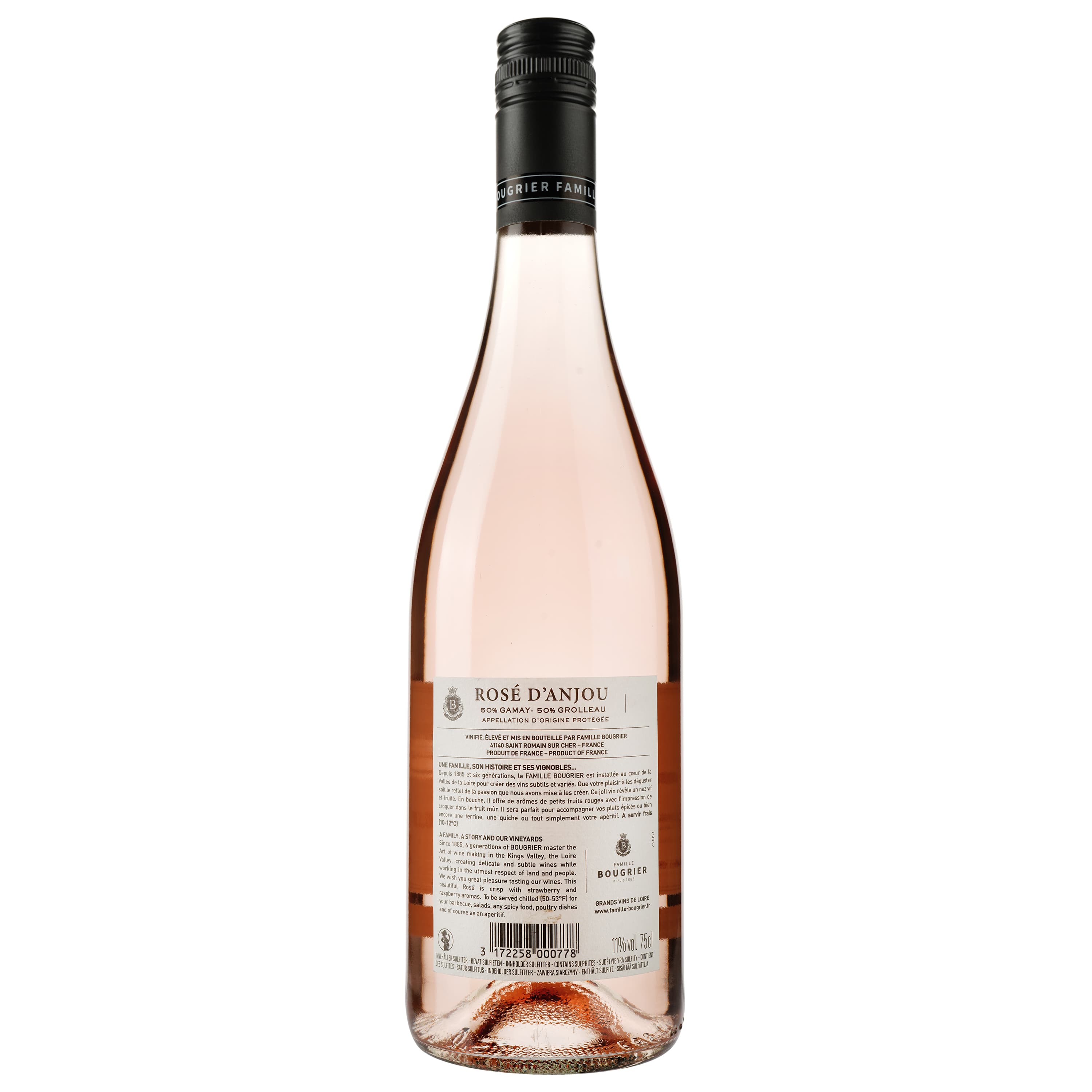 Вино Famille Bougrier Rose d'Anjou, рожеве, напівсухе, 11%, 0,75 л (8000009384833)