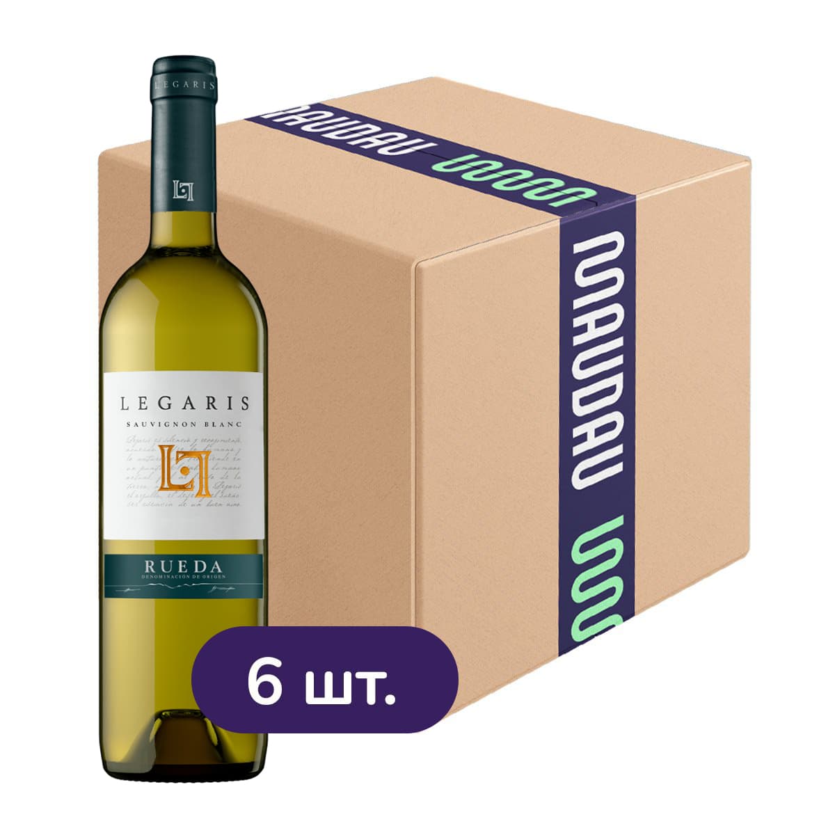 Упаковка вина Legaris Sauvignon Blanc DO Rueda біле сухе 4.5 л (0.75 л х 6 шт.)