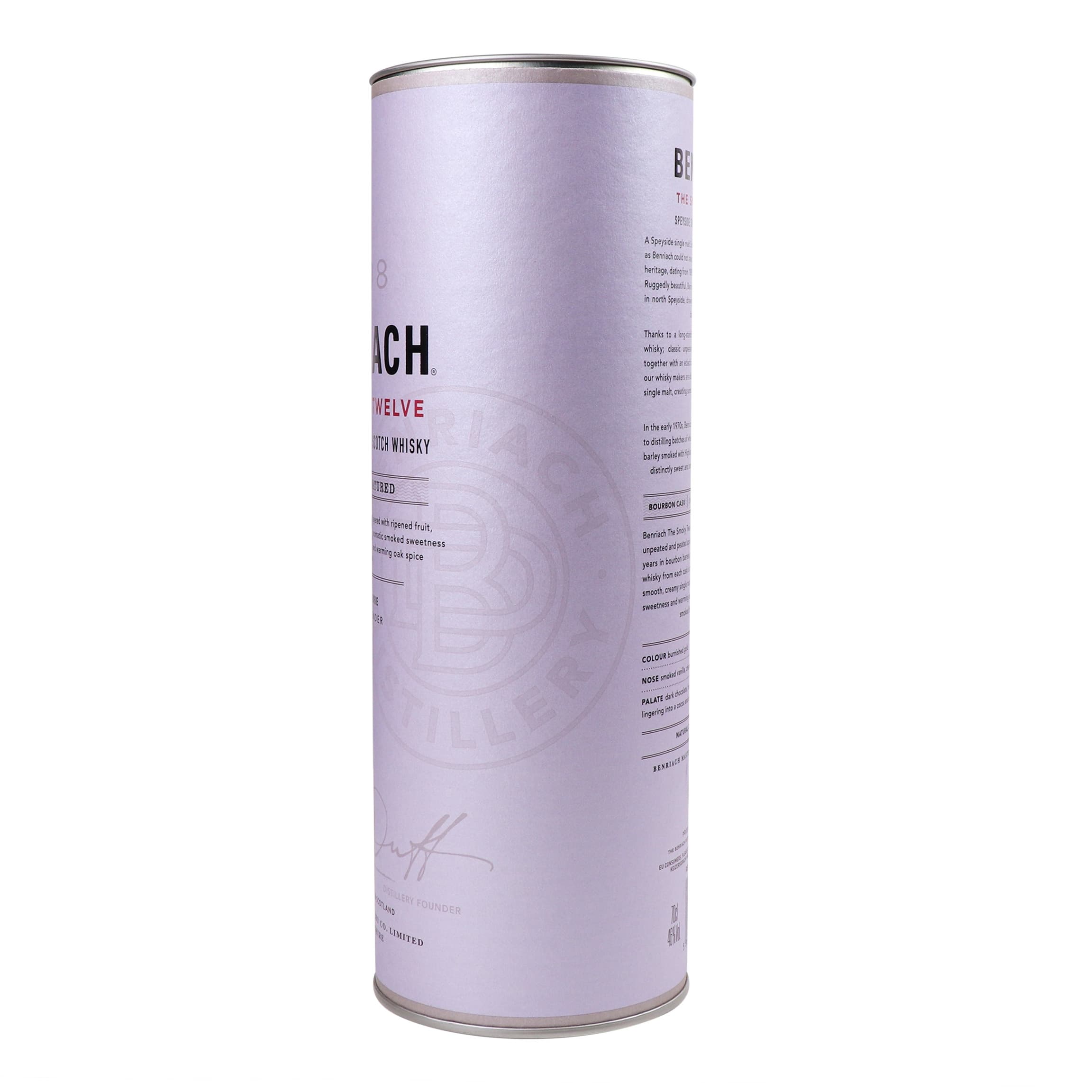 Віскі BenRiach The Smoky Twelve 12yo Single Malt Scotch Whisky, у тубусі, 46%, 0,7 л (Q0333)
