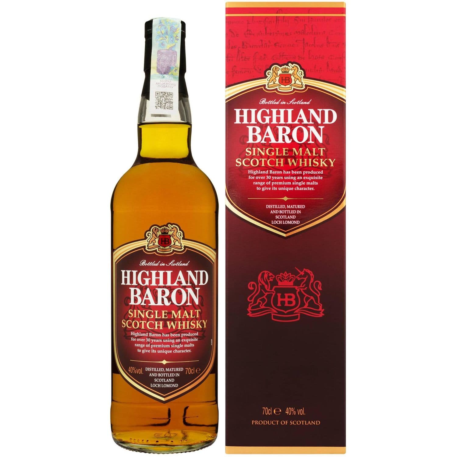 Віскі Highiland Baron Single Malt Scotch 40% 0.7 л в подарунковій коробці