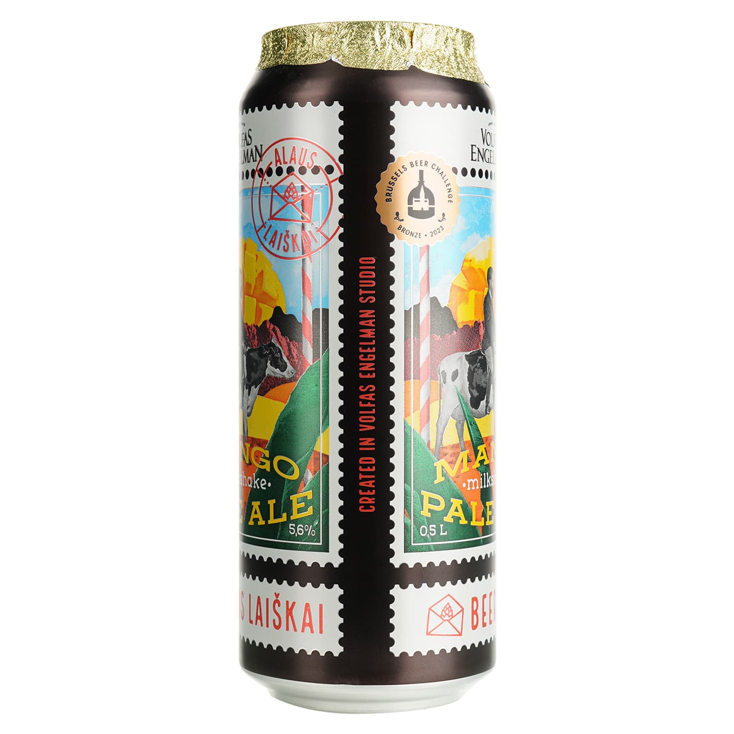 Пиво Volfas Engelman Mango Milkshake Pale Ale, світле, 5,6%, з/б, 0,5 л (885970)