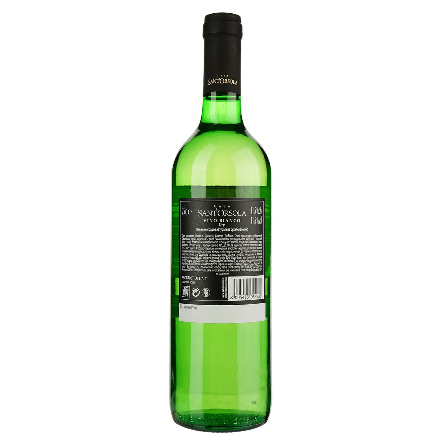 Вино Sant'Orsola Bianco, 11%, 0.75 л