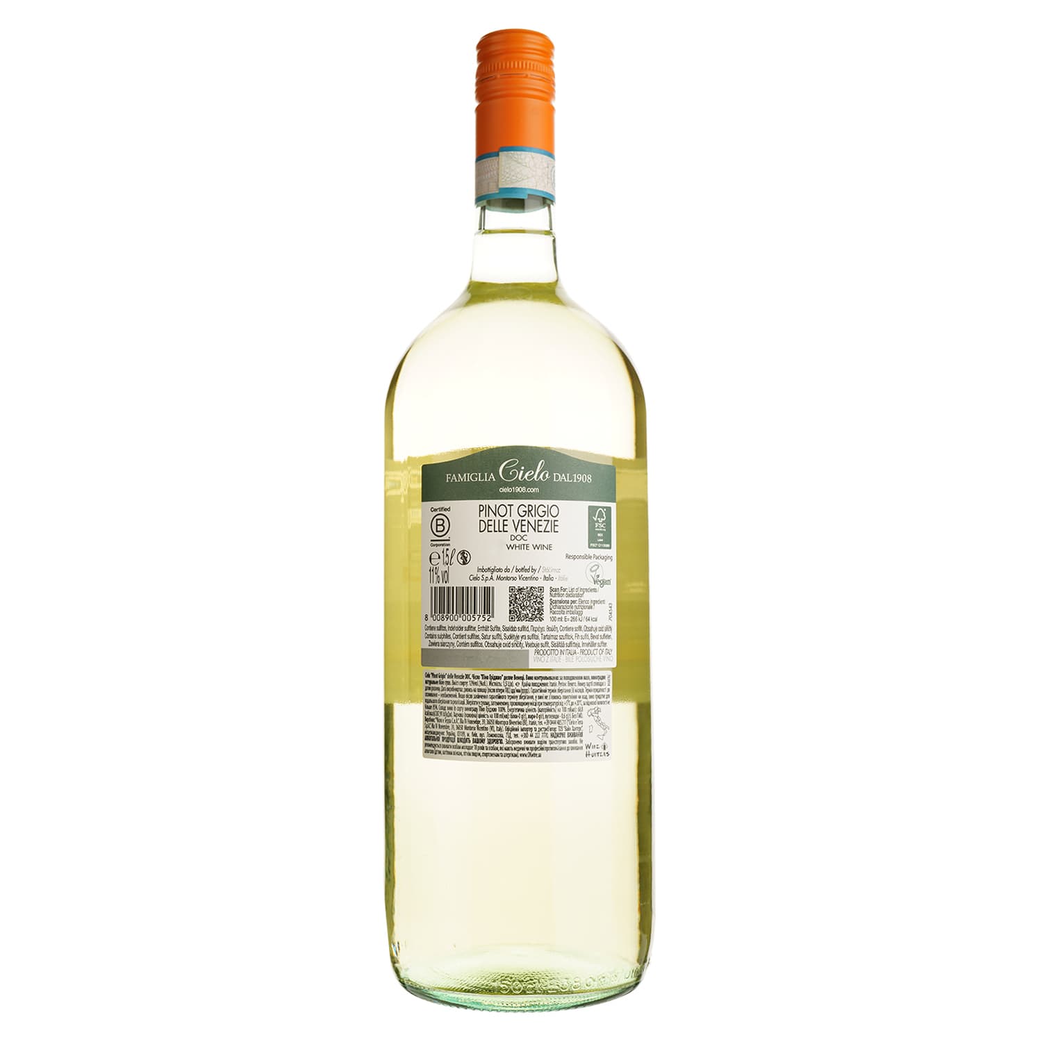 Вино Cielo Pinot Grigio Delle Venezie DOC біле сухе 1.5 л