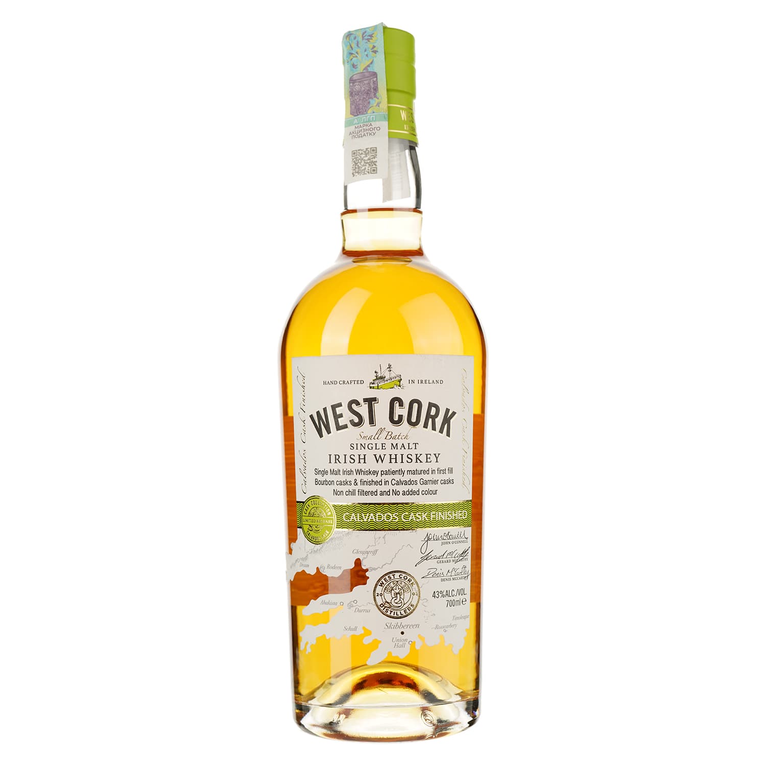 Віскі West Cork Calvados Cask Finished Single Malt Irish Whiskey 43% 0.7 л