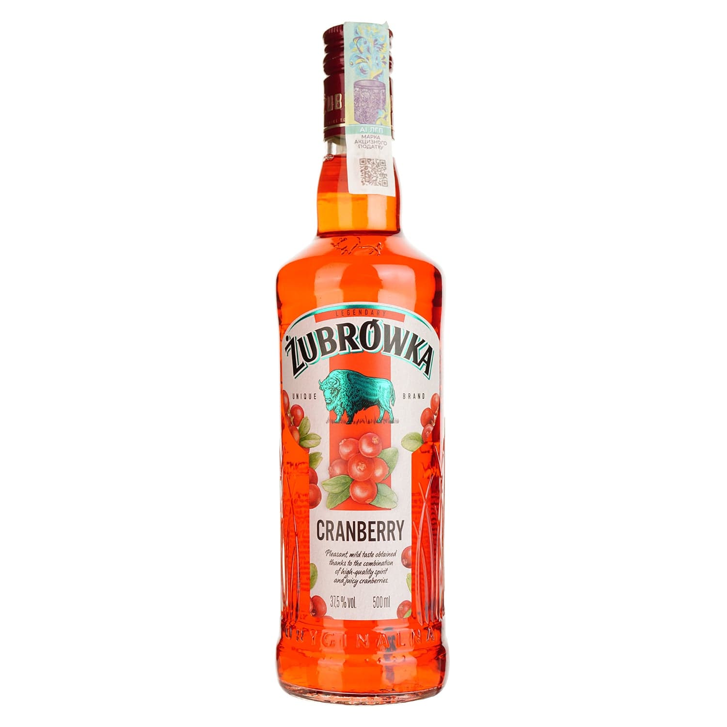 Лікер Zubrowka Cranberry 37.5% 0.5 л