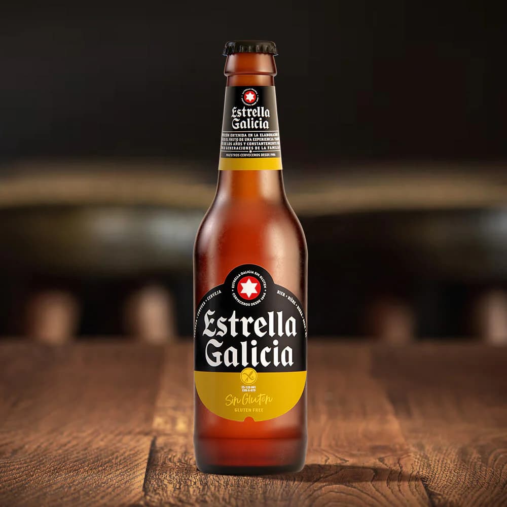 Упаковка пива Estrella Galicia світле без глютену 5.5% 1.98 л (0.33 л x 6 шт.)