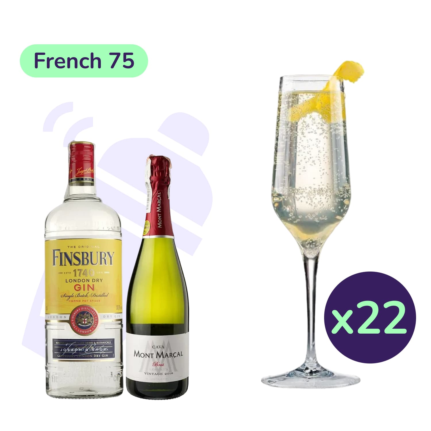Коктейль French 75 (набір інгредієнтів) х22 на основі Finsbury