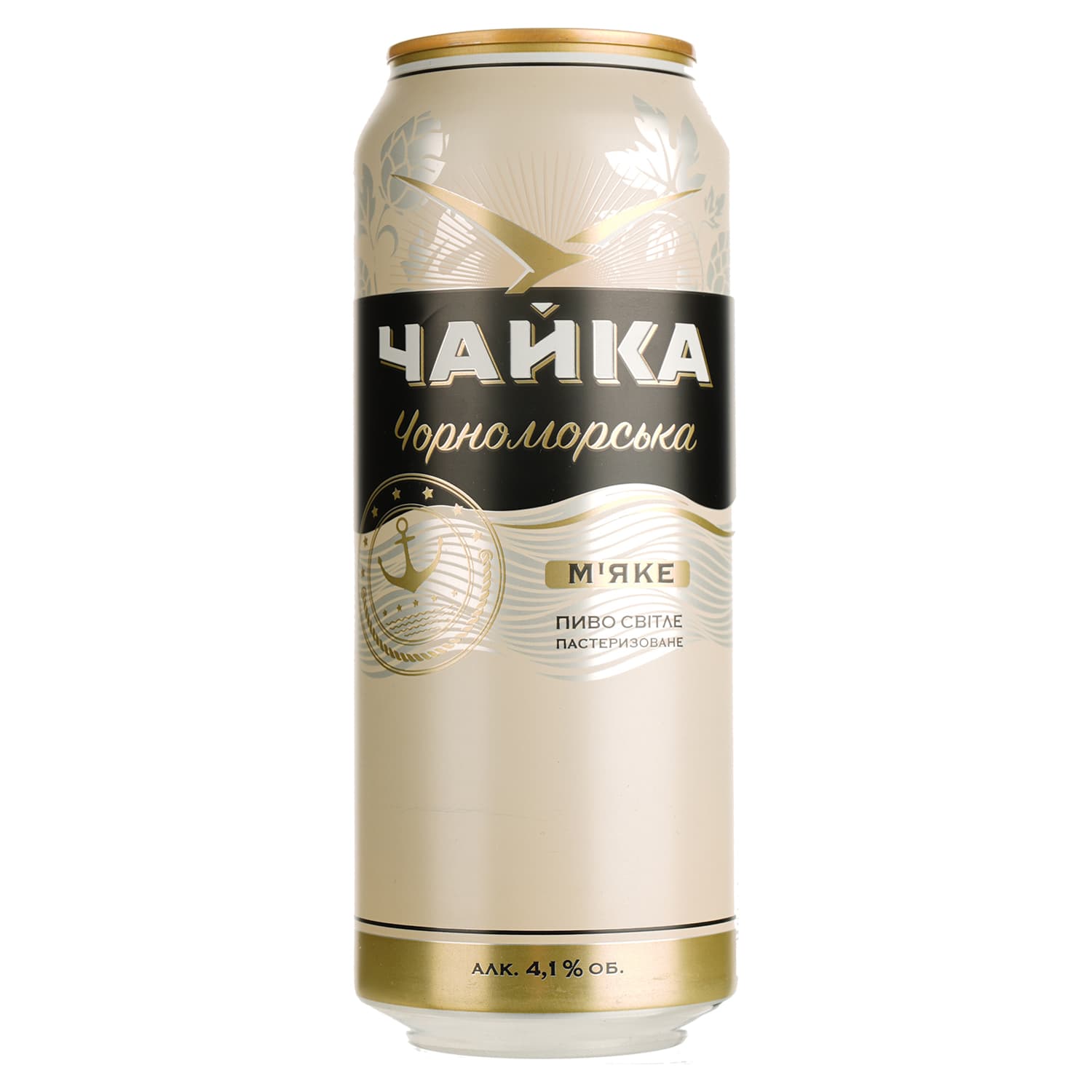 Пиво Чайка Чорноморська світле 4.1% з/б 0.5 л (866178)