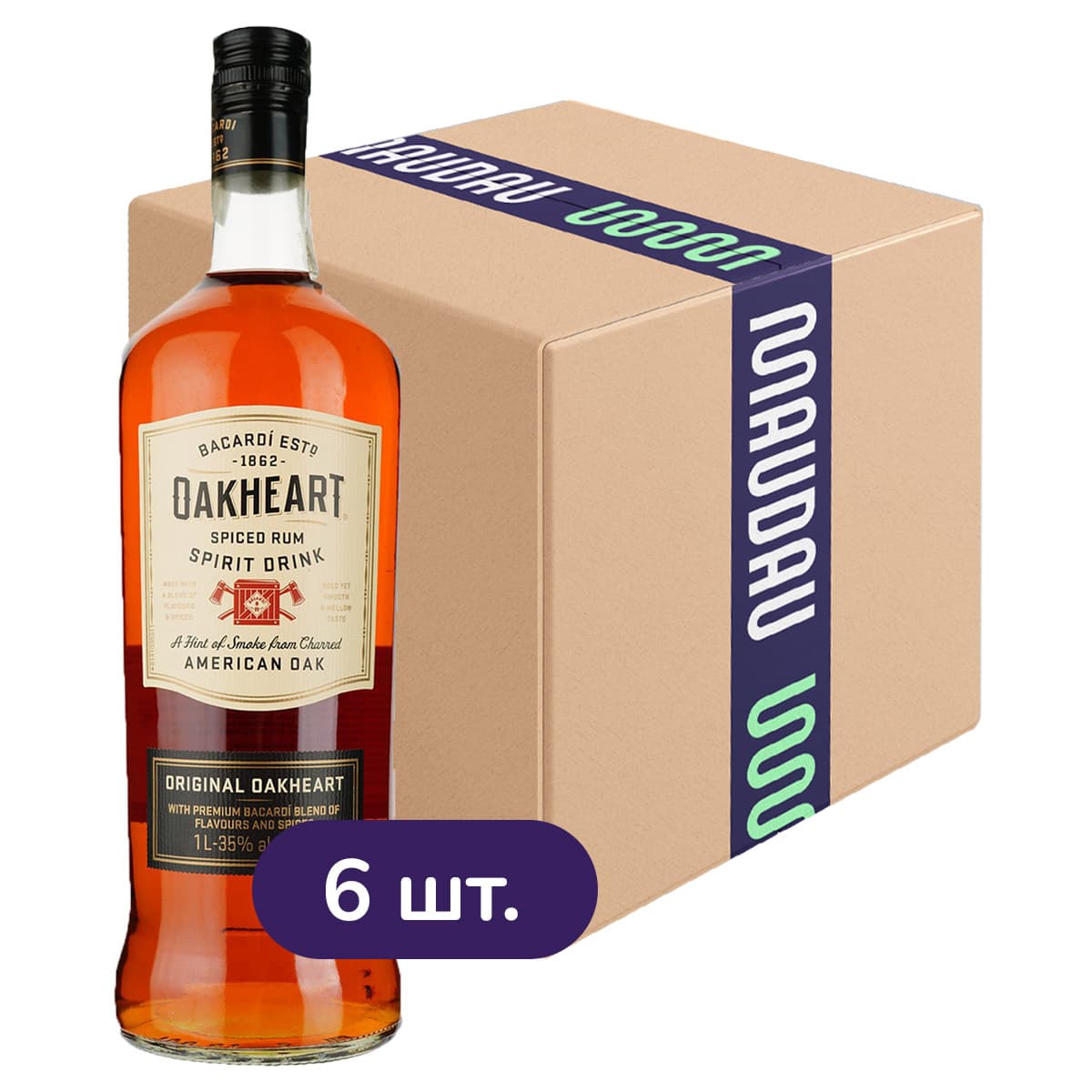 Спиртний напій на основі рому Oakheart Original 35% 6 л (1 л х 6 шт.)