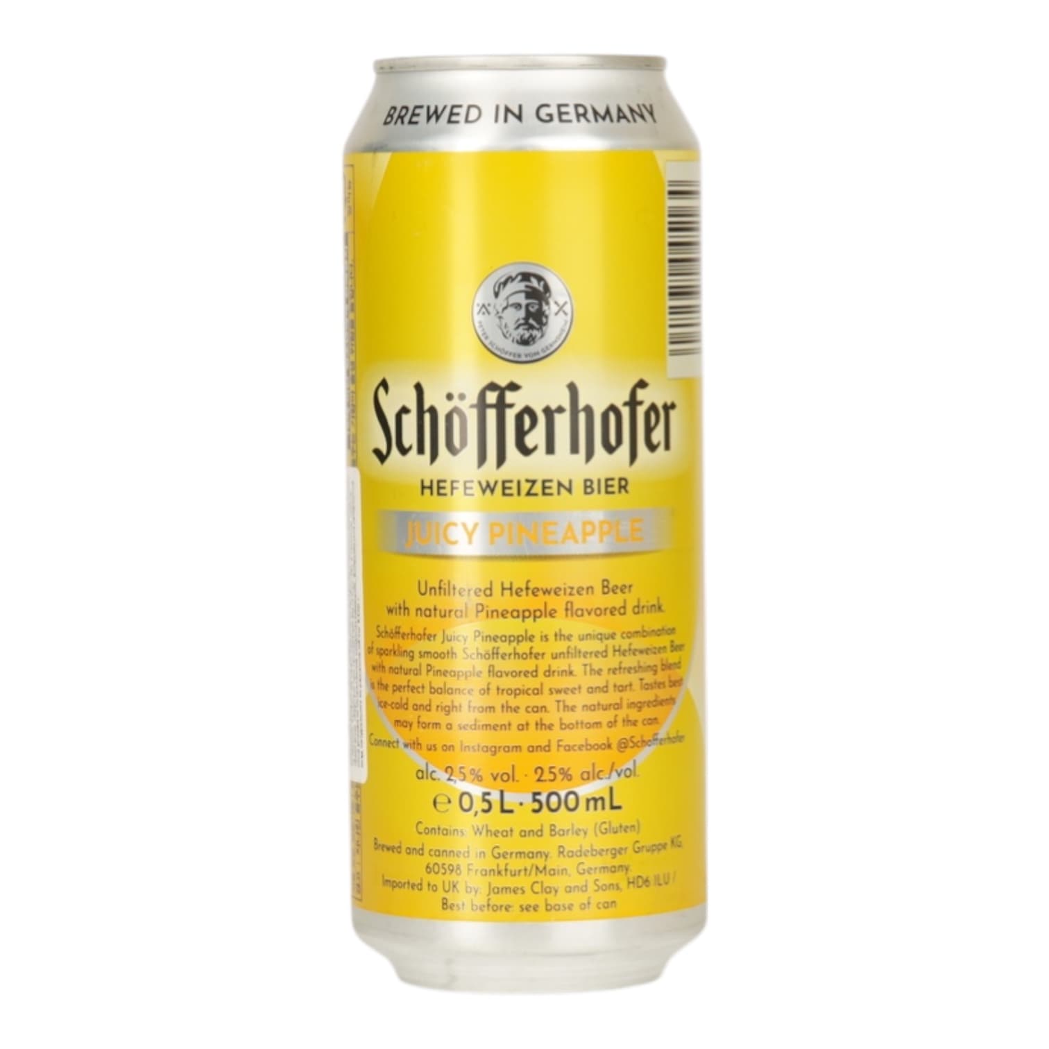 Суміш пива із соком Schofferhofer Juicy Pineapple Hefeweizen світле нефільтроване 2.5 % 0.5 л