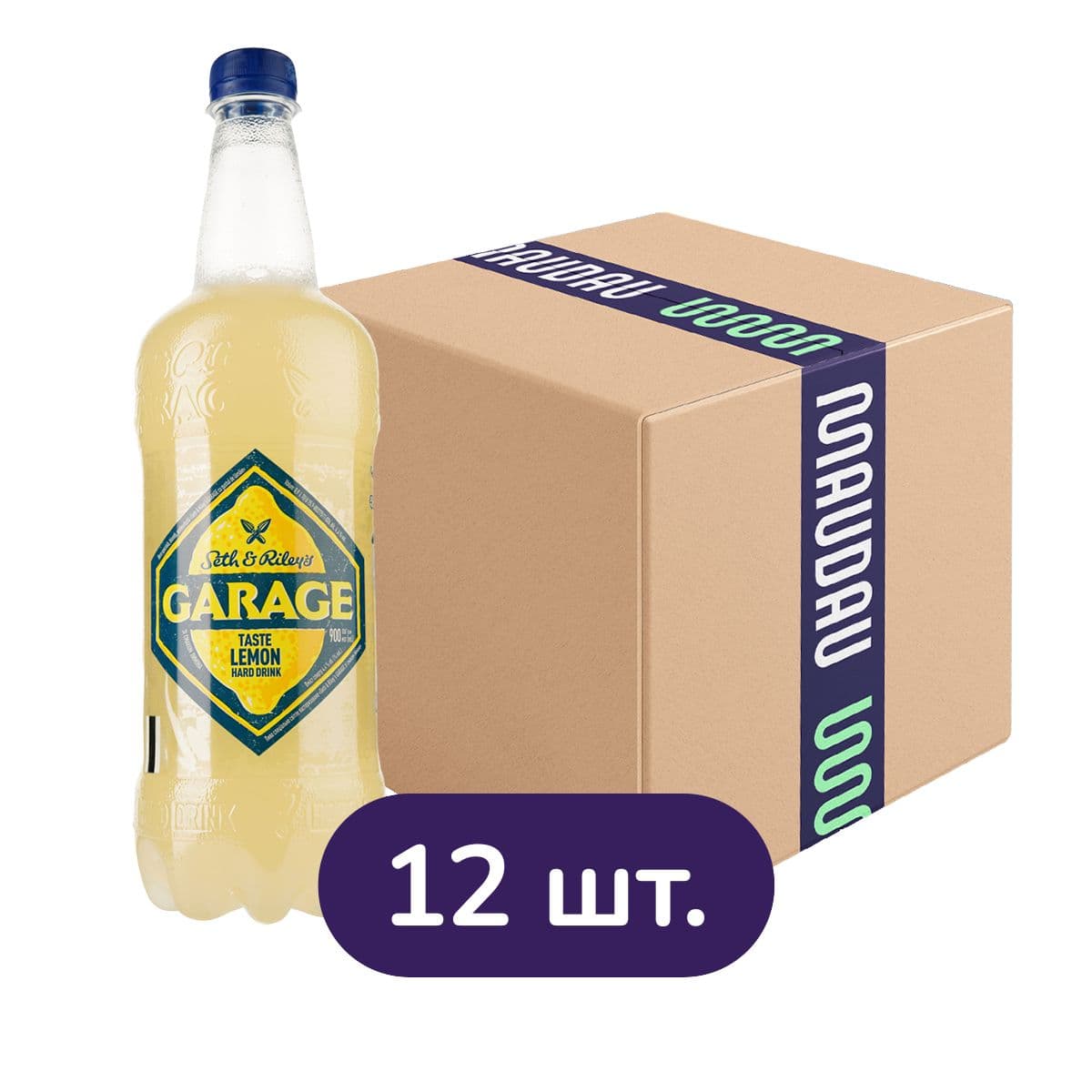 Упаковка пива Seth&Riley's Garage Hard Lemon світлого 4.4% 10.8 л (0.9 л х 12 шт.)
